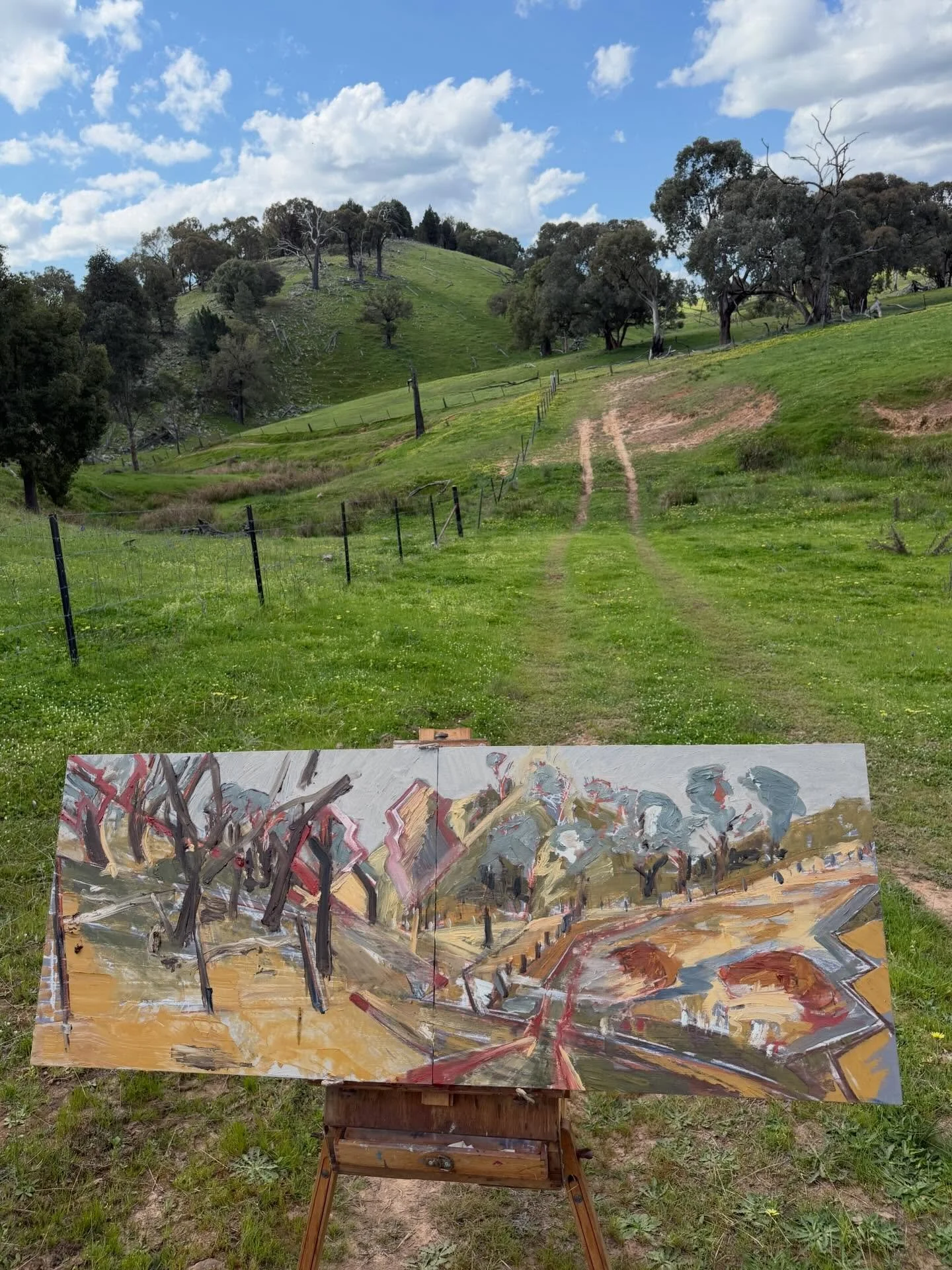 After a weekend in Manly, back in the bush. 

Finished up this one - the last plein air in the show. 

Kind of where it began, on the road to the waterfall. 

&ldquo;The road to the waterfall, there &amp; back. 
(Linger on, your pale blue eyes).&rdqu