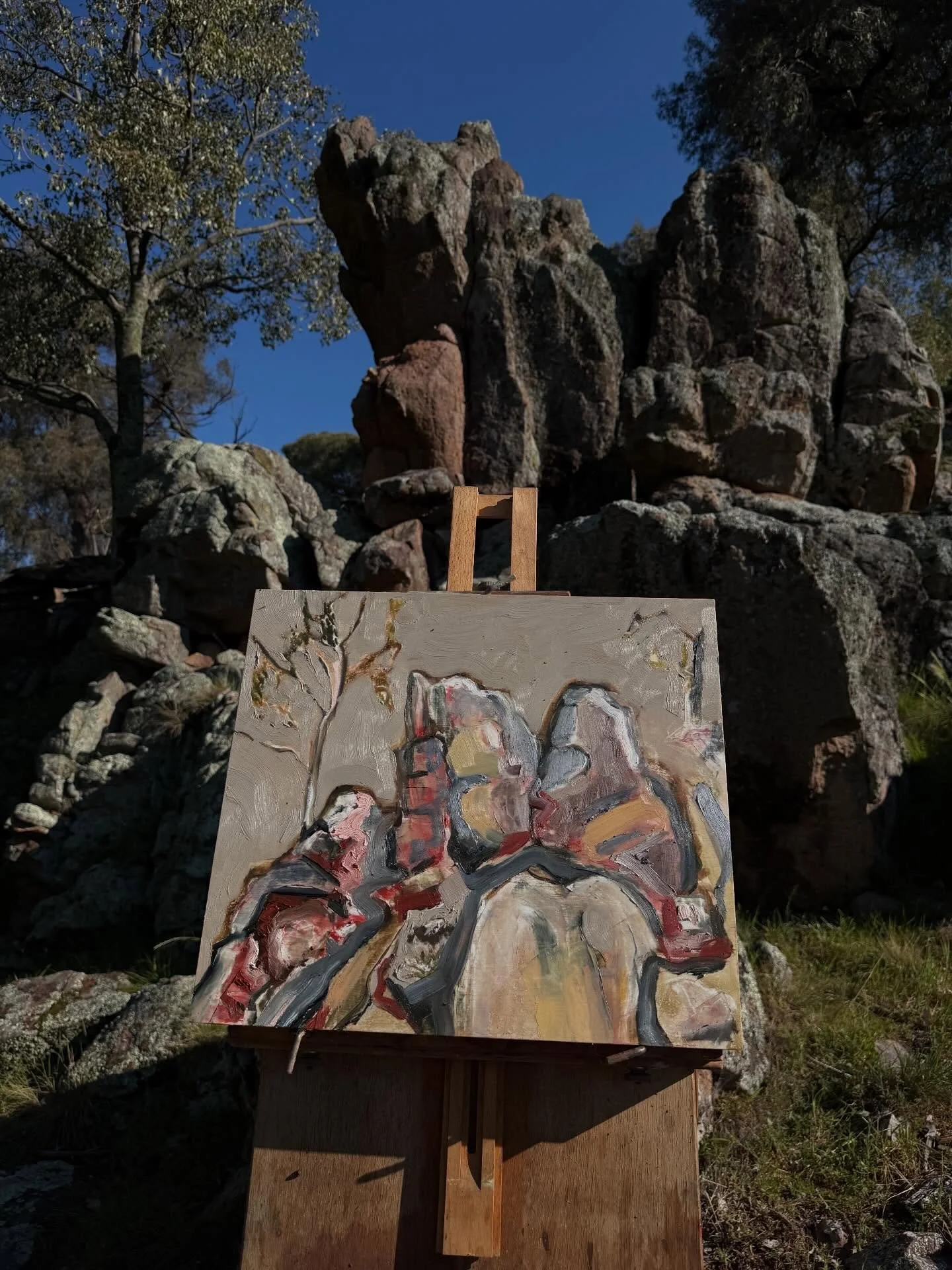 Back to it&hellip;

In the rocks above the waterfall. 

&lsquo;The kiss&rsquo; 
&lsquo;A calligraphy of rocks, III&rsquo; 

Oil on board. 
34.5x40cm