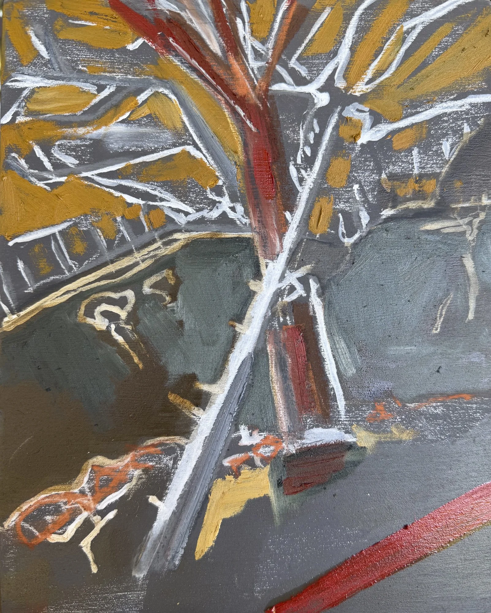  **WIP** Lightening Tree   Oil on board  25x20cm 2026