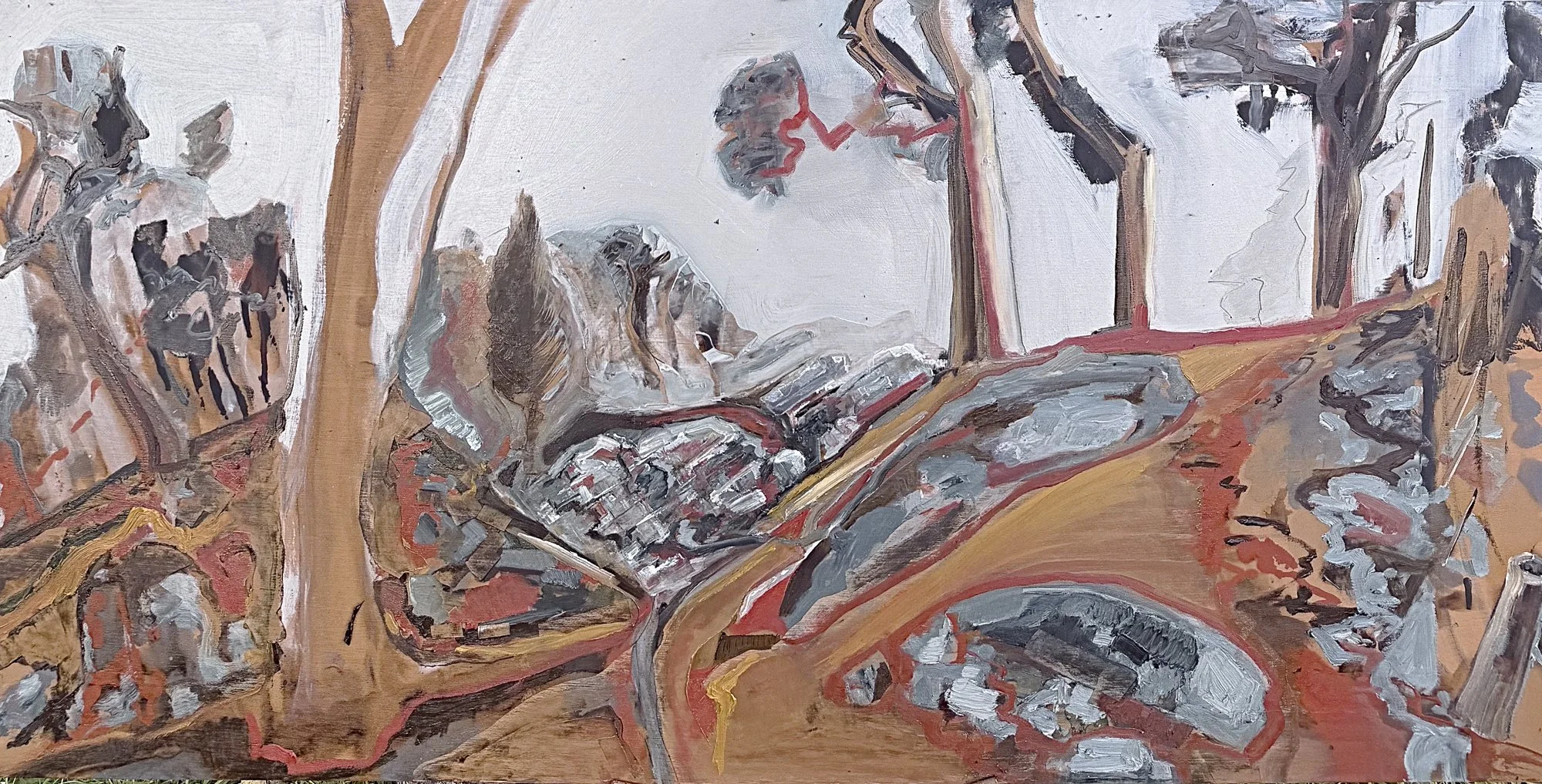  Another day at the waterfall   Oil on board  61x122cm 2026