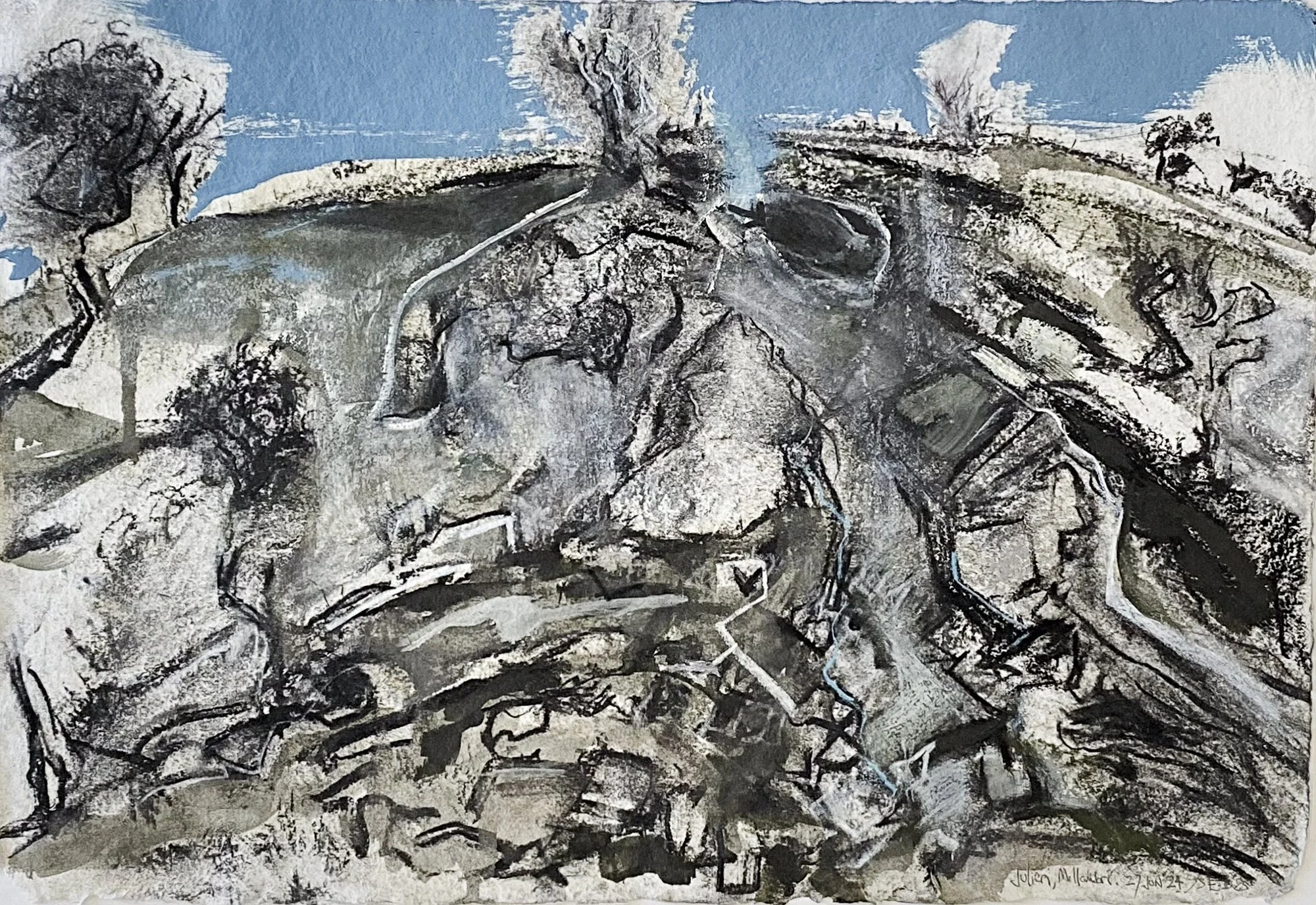  Elephant rock   Charcoal, chalk & pastel on paper  30x40cm 2024