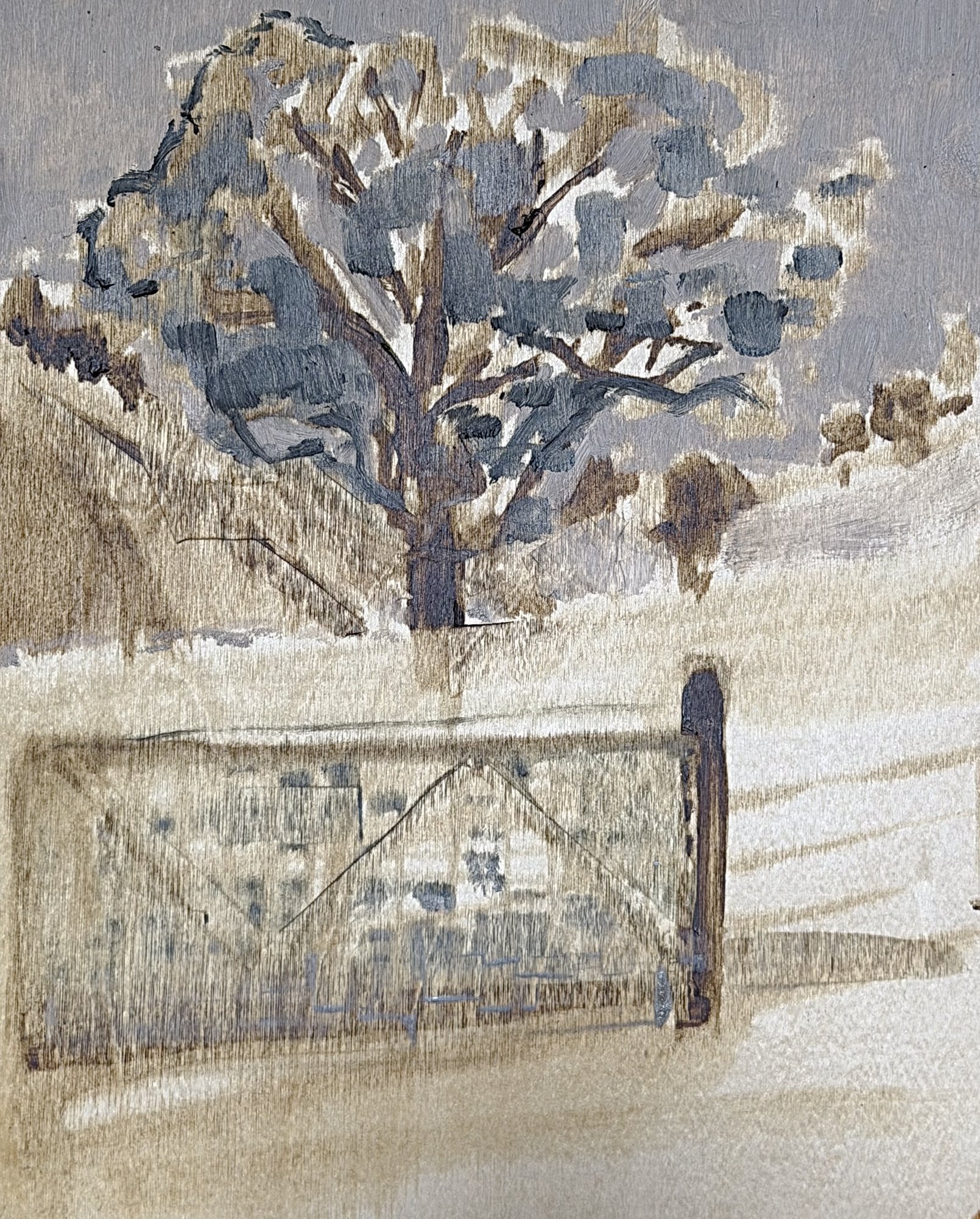  Gate & Tree   Oil on board  25x20cm 2026