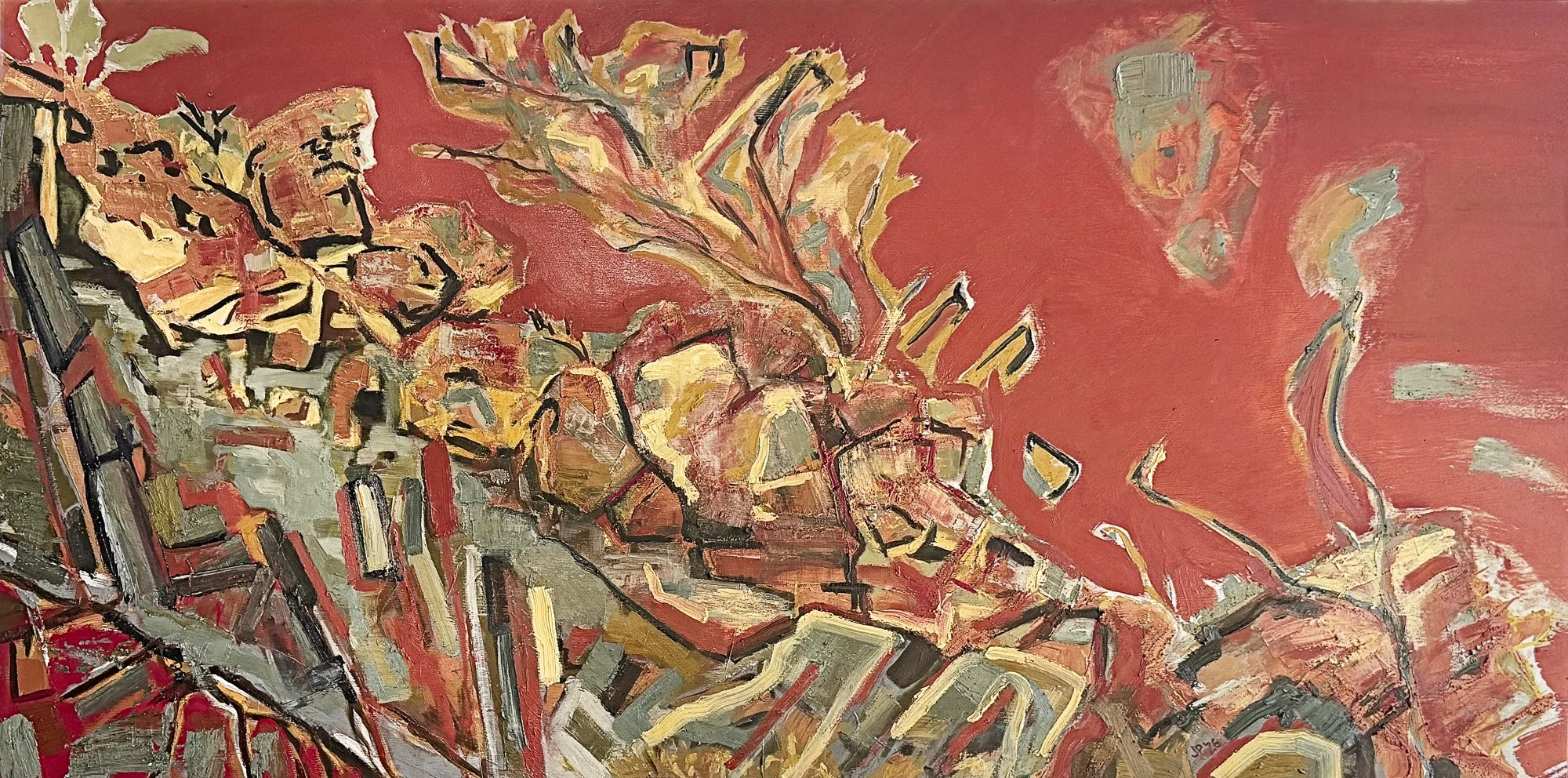  A calligraphy of rocks    Oil on board  61x122cm 2026