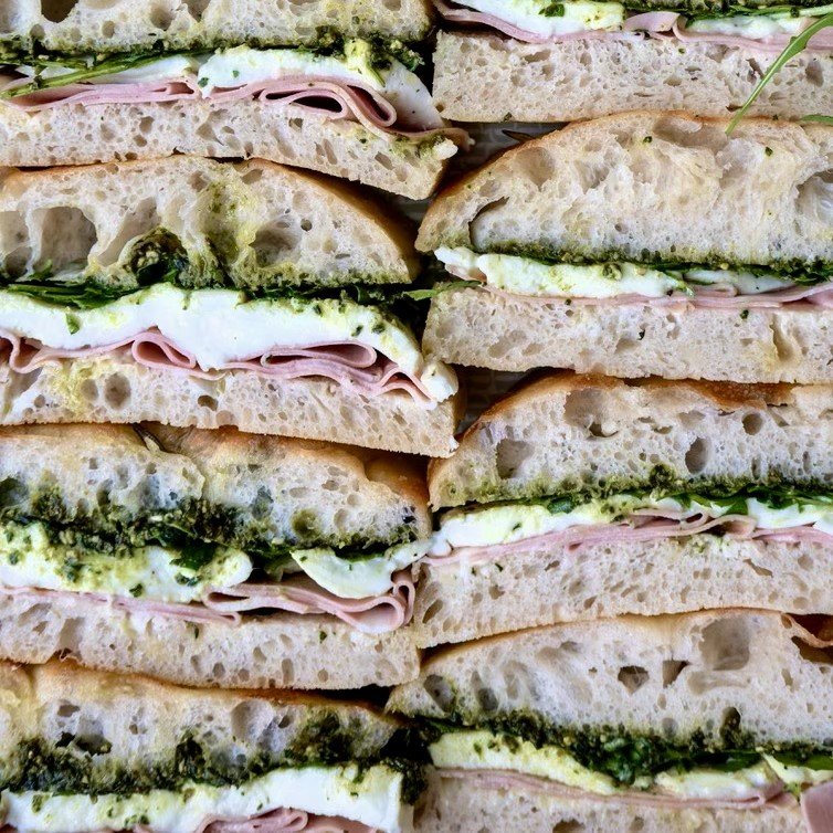 Mortadella, Pesto & Mozzarella Focaccia