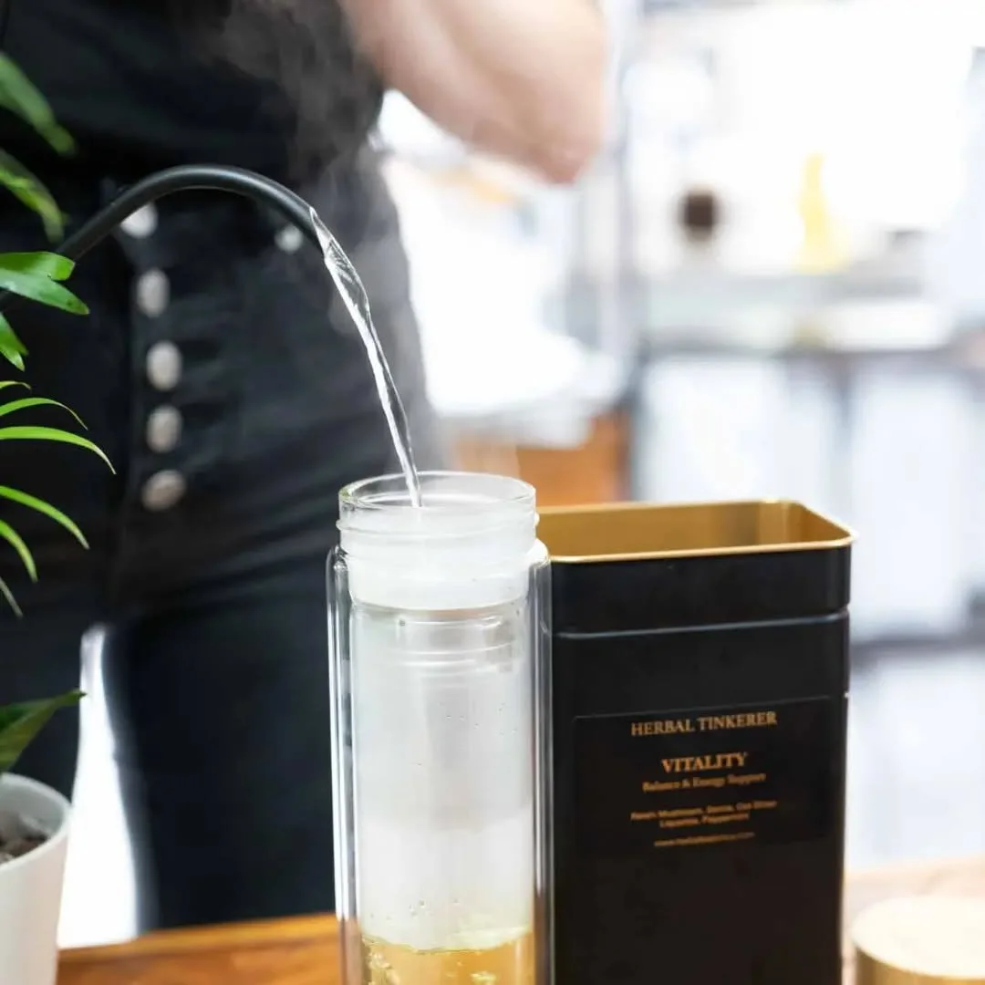 Happy Monday 😁. Need a little boost for your week? Our Vitality Herbal tea tonic contains the Adaptogen Reishi which helps to support balance in your body. And it's delicious hot or cold. Find it Instore at #groundnewfarm or online @ground_sourced. 