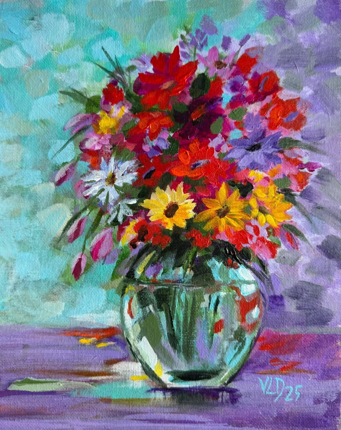 “Joy” (acrylics on canvas board, 8 x 10 in)