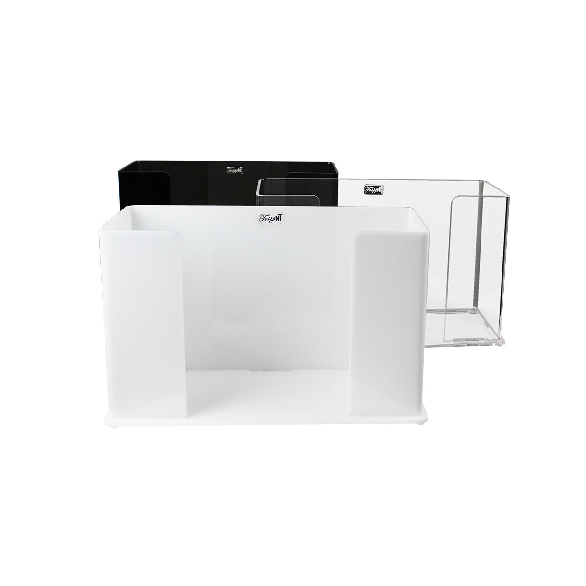 11 TrippNT 52914 Counter Top Black Acrylic Fold/Multifold Paper Towel Dispenser 