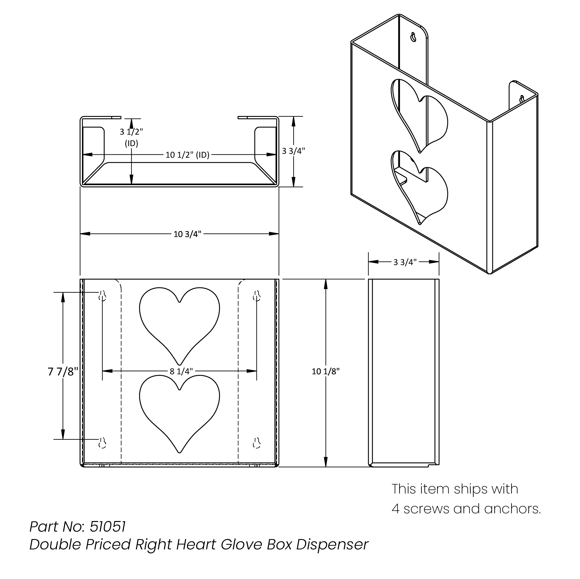 10 Width x 5 Height x 4 Depth 10 Width x 5 Height x 4 Depth TrippNT 52445 Ultimate Heart Single Sparkling Canyon Copper Dual Dispensing Glove Holder