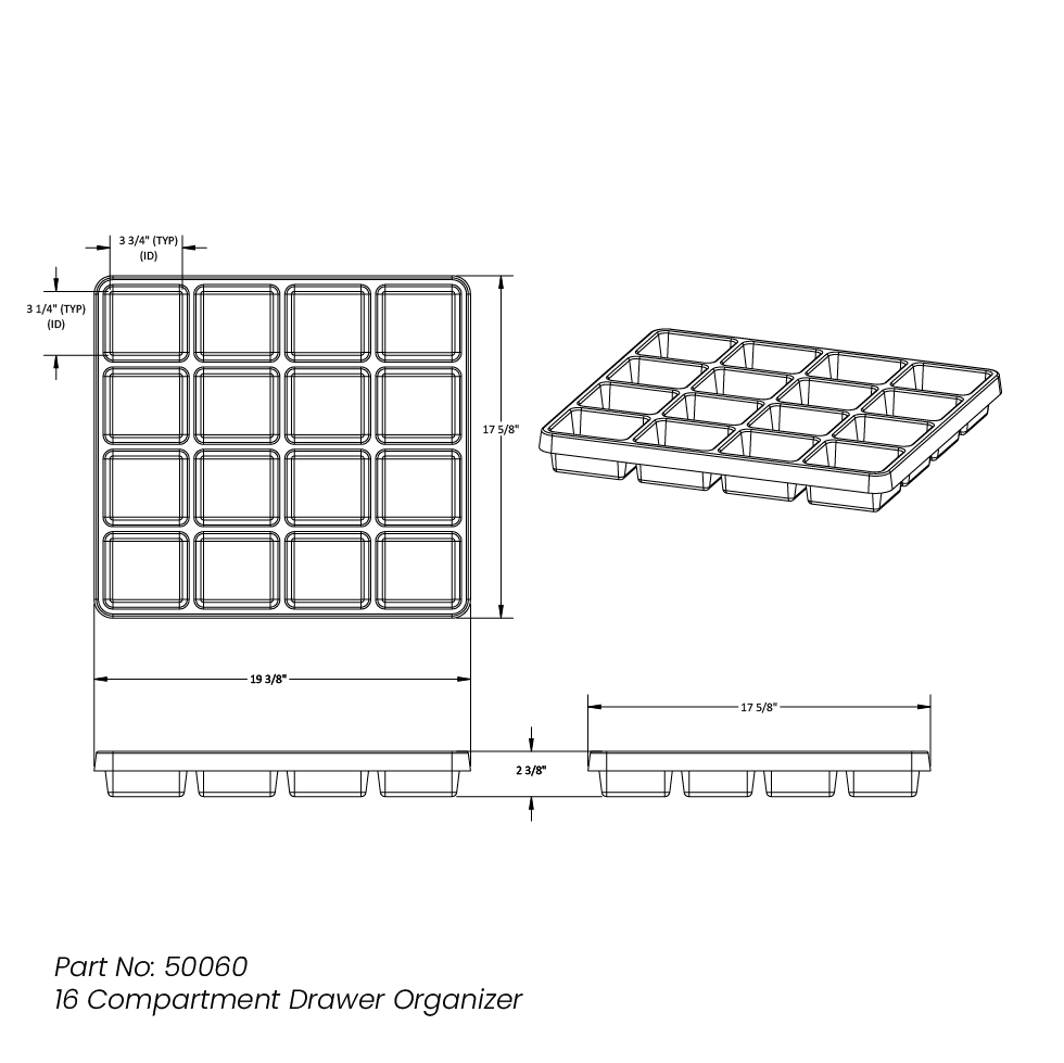 texxture Beckman Drawer Organizer Natural / 3 x 12 in | STAGandMANOR.com