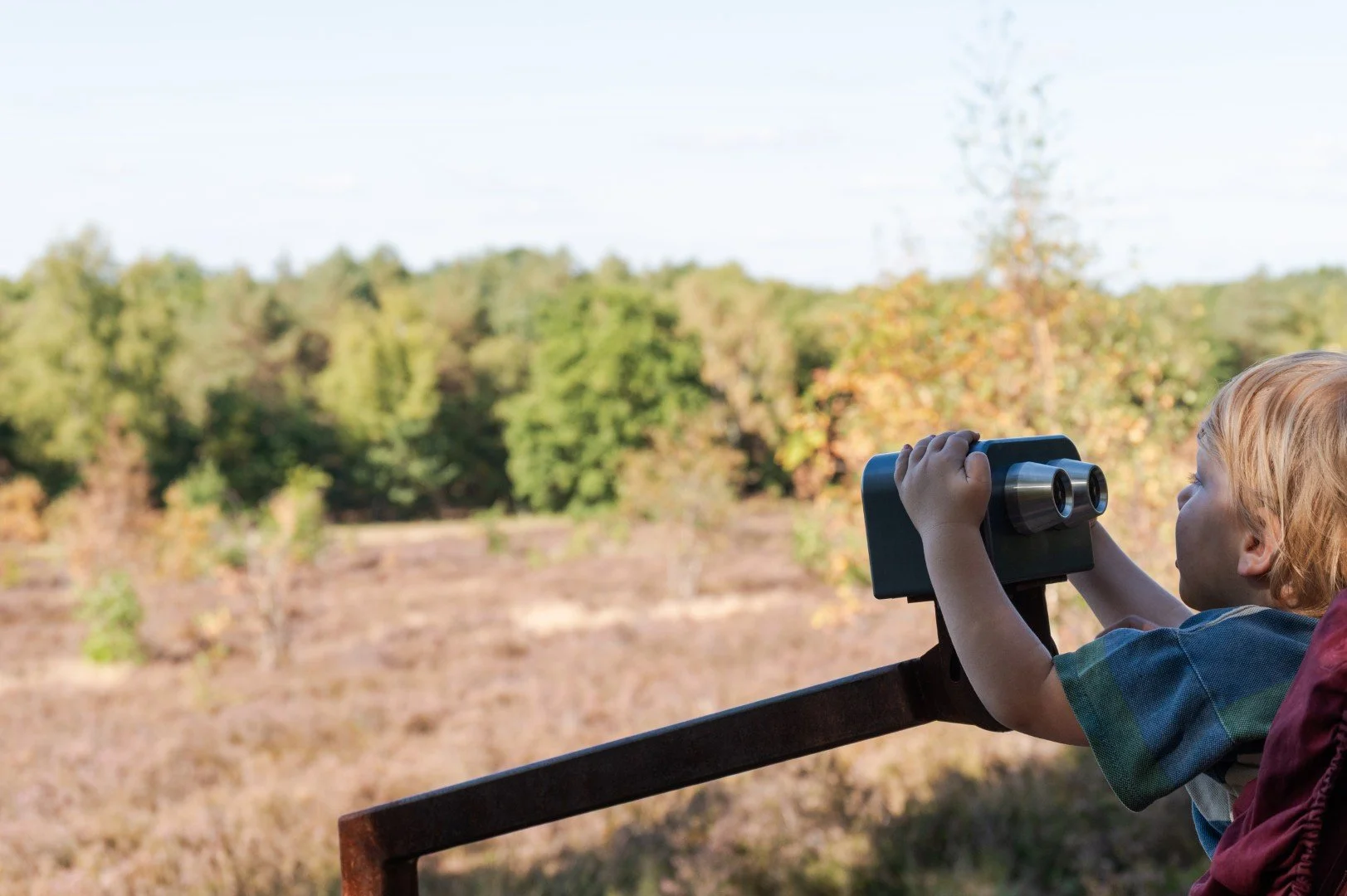 Uitzichtpunt bovenaan de heide, met een kijker hoe het landschap er uitzag 10.000 jaar geleden