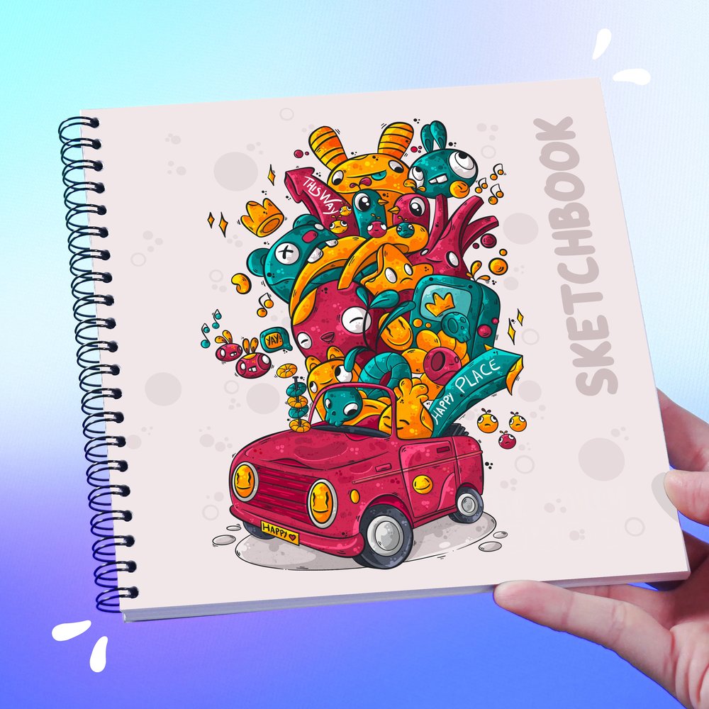 Sketchbook with Doodle Car Cover — Angela Kalokairinou