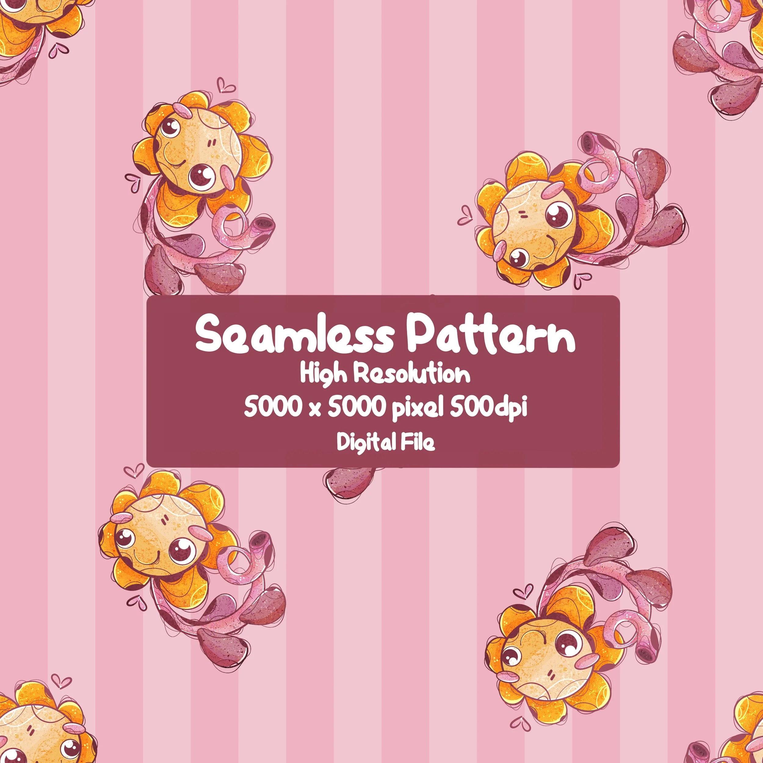 Flowers Character Seamless Pattern | Printable Design