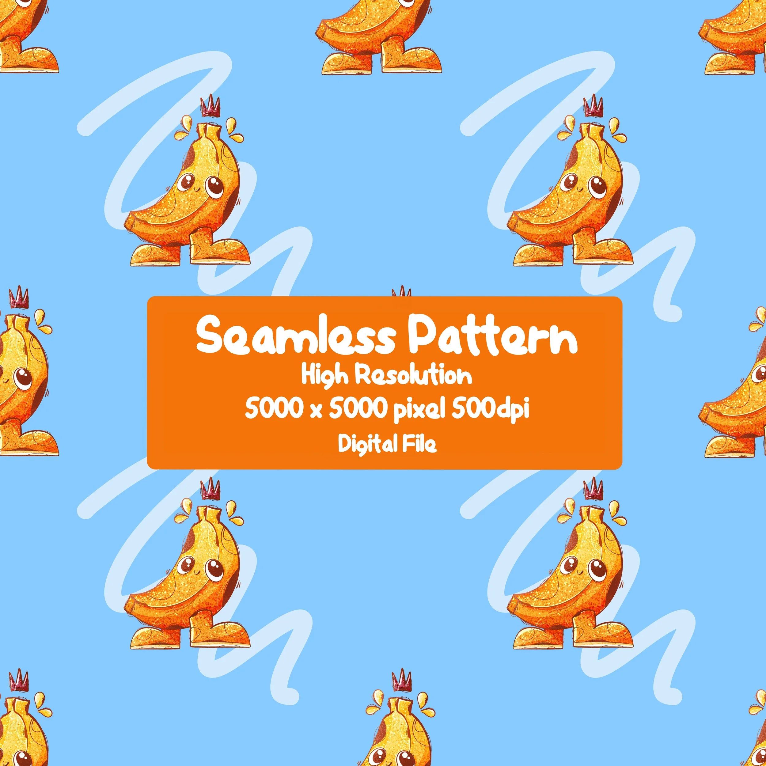 Banana Character Seamless Pattern | Printable Design