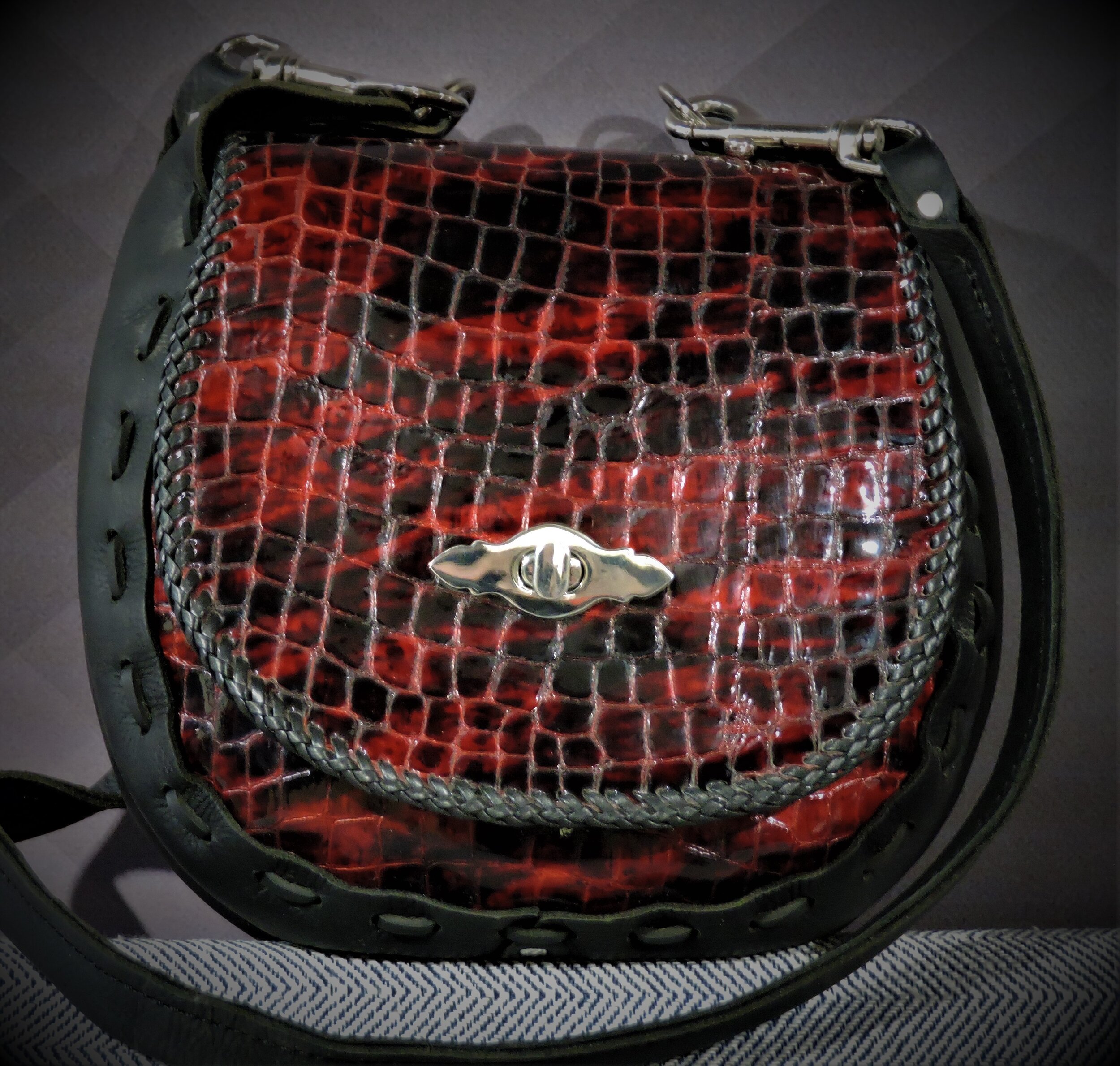 Buy the Brighton Multi Shiny Leather Snakeskin Embossed Small Crossbody Bag
