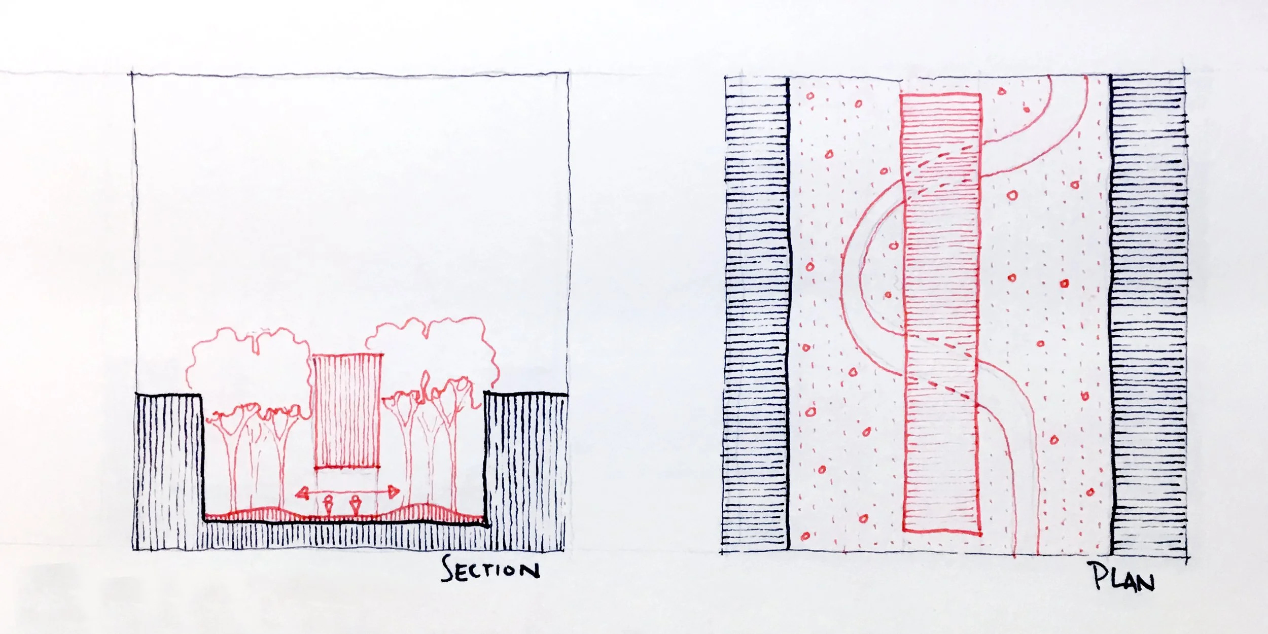 Concept sketches: new central building