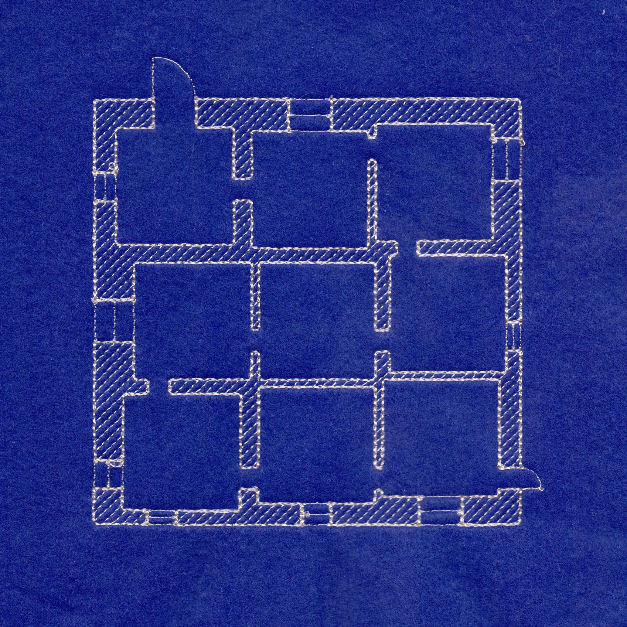 Stitched plan - 9-square blue