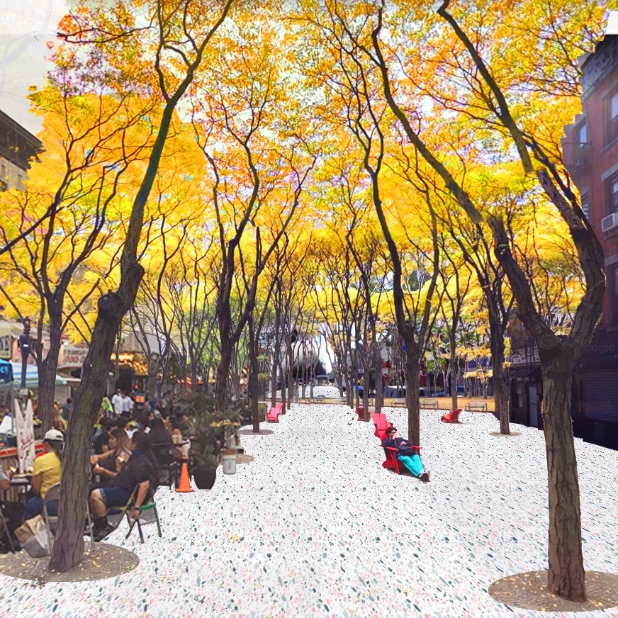 Concept collage: 3rd Avenue planted and occupied
