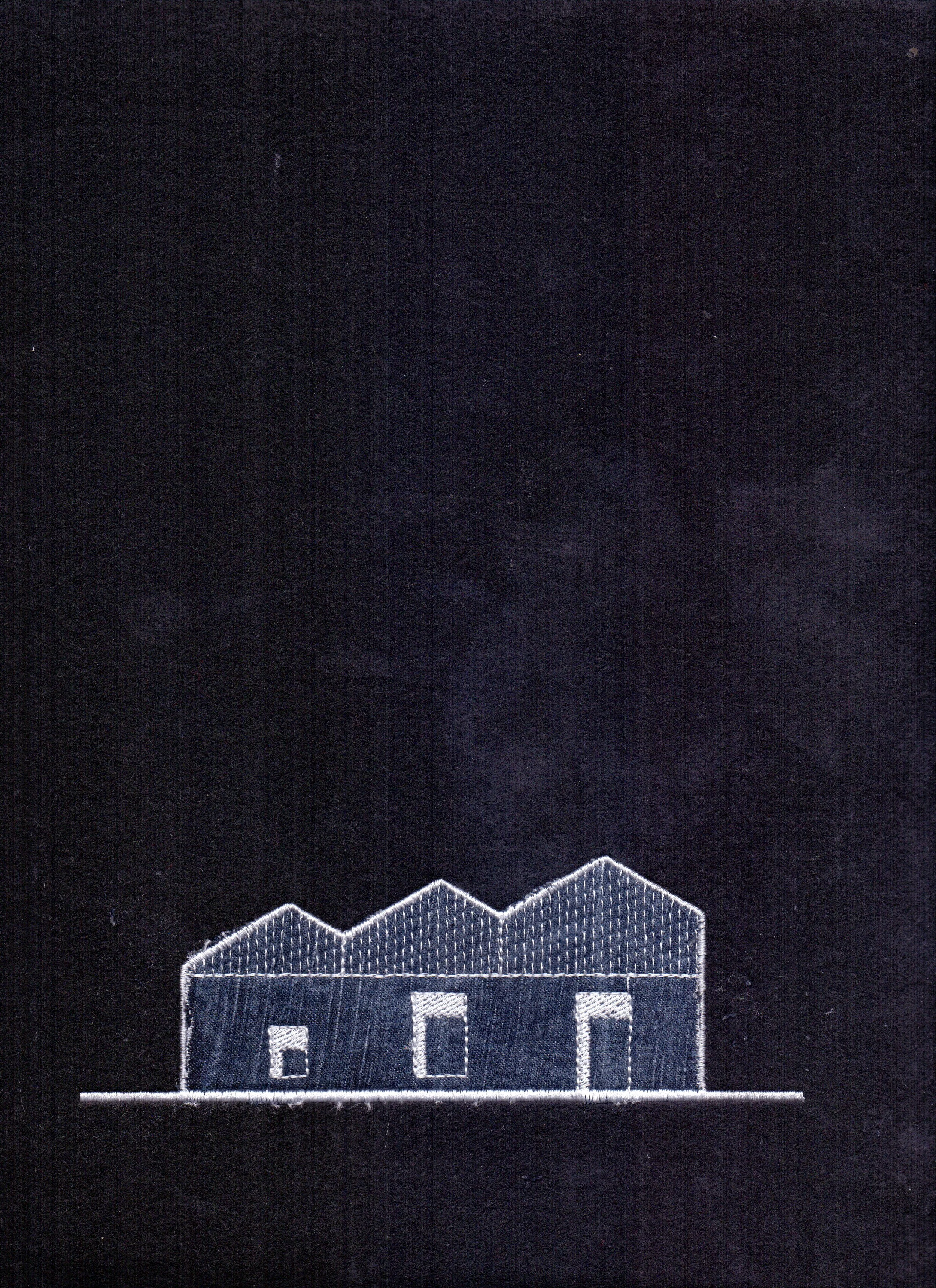 Stitched elevation - denim on black felt
