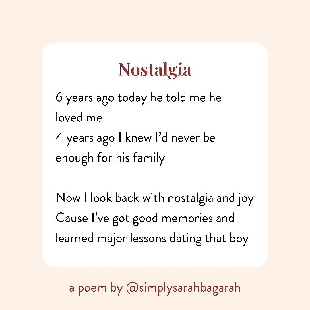 Nostalgia is weird. Some days are insignificant to others but mean something to you. Or they used to mean something. So on days like today, I allow myself to reminisce, but I also remember and am grateful that God knows best and that I am where I am 