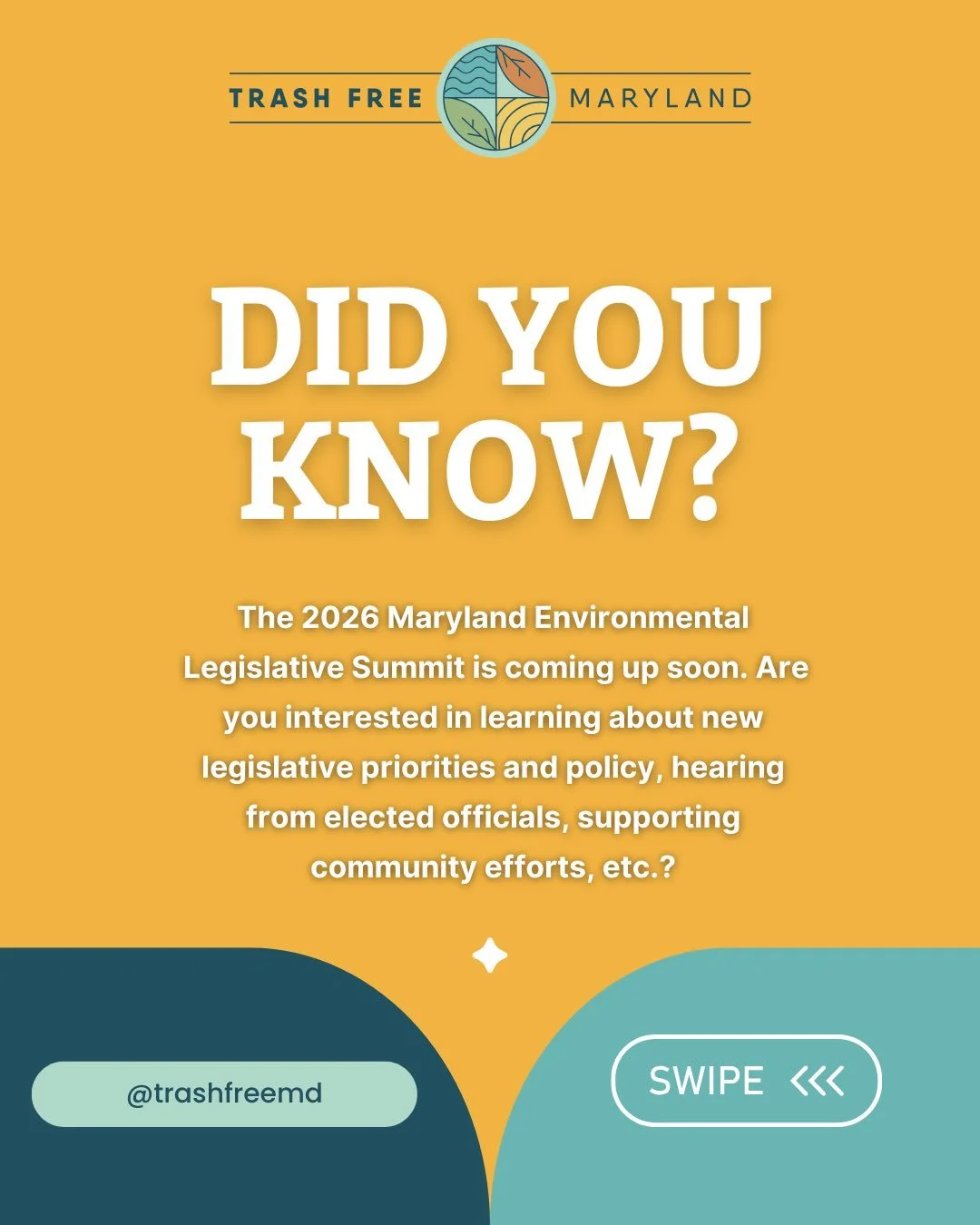Mark your calendars!

Join us and Maryland&rsquo;s Environmental Community for the 2026 Maryland Environmental Legislative Summit!

Open to all! Learn about our 2026 environmental legislative priorities (including the bottle bill), hear from elected 