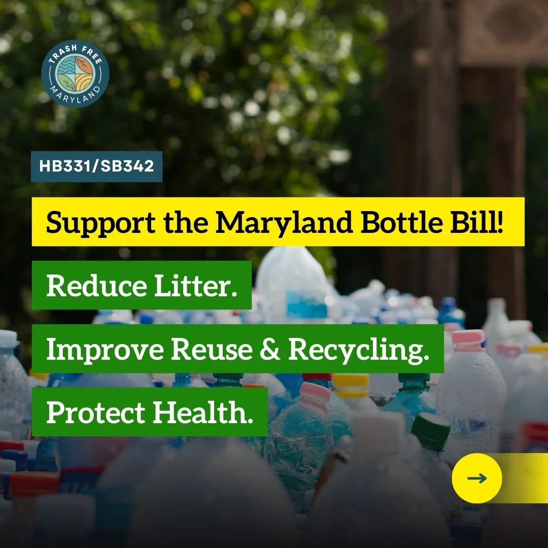 Maryland needs a Bottle Bill to reduce litter!

The Maryland Recycling Refund and Litter Reduction Program (HB331/SB342, introduced by Delegate Terrasa and Senator Brooks) will reduce litter, improve recycling, and help create a path toward reuse and