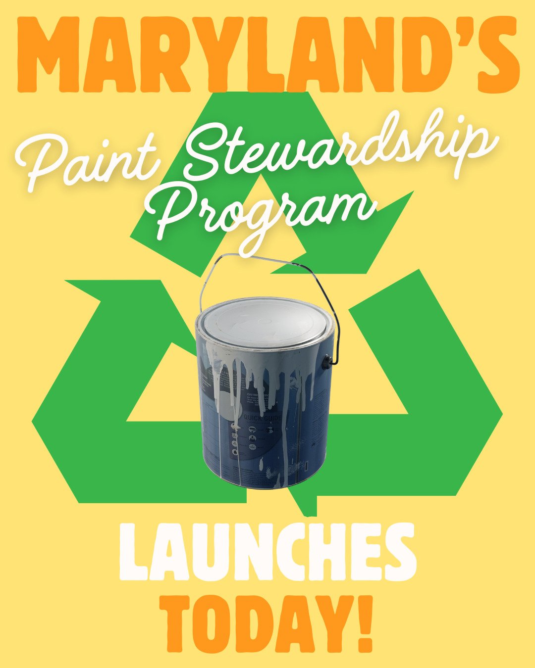 Maryland's Paint Stewardship program launches on April 1, 2026! 

Sponsored by Delegate Boyce @reginatboyce and Senator Brooks @senatorbenbrooks and passed into law in 2024, this program makes it easier for Marylanders to recycle or safely dispose of
