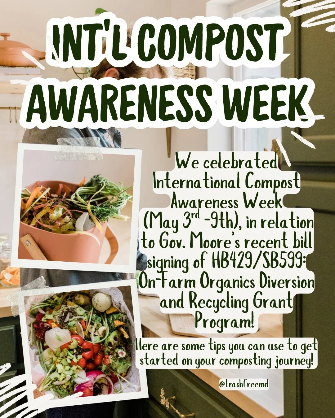 Did you know? Last week was International Compost Awareness Week (May 3rd - May 9th)!

In light of Gov. Moore&rsquo;s recent bill signing of HB429/SB599: On-Farm Organics Diversion and Recycling Grant Program, it couldn&rsquo;t have a more timely!~

