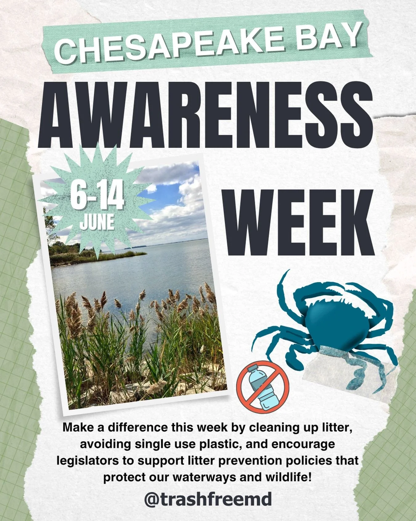 In case you missed it, it&rsquo;s Chesapeake Bay Awareness Week!📣

This year&rsquo;s theme is &ldquo;Built by Nature, Protected Together.&rdquo; &mdash; and it goes hand in hand with our vision for a Trash Free Maryland &ndash; because we&rsquo;re c
