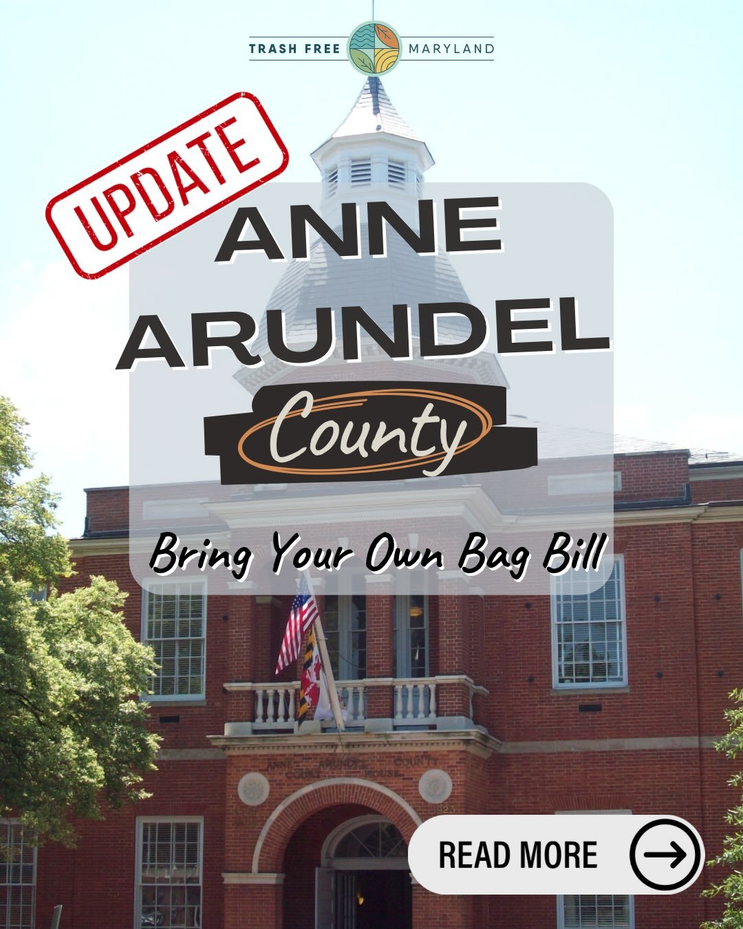📣TODAY📣

Anne Arundel County Council is considering implementing Bill 74-26 to amend the current County Carryout Bag policy to remove the mandatory fee on paper bags.

Trash Free Maryland supports plastic bag bans with fees on alternative paper bag