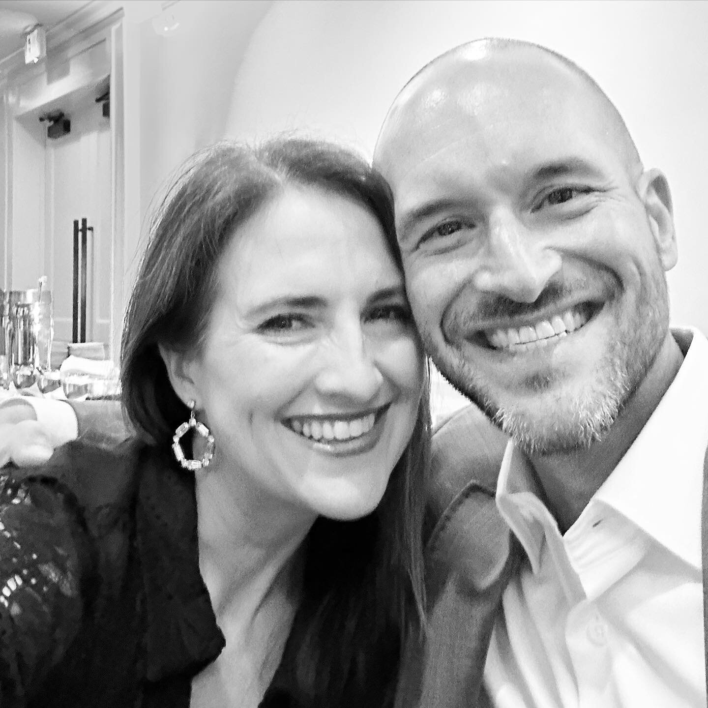 The one good photo we managed to capture at the ⚾️ FHLL fundraiser (aka &ldquo;Baseball Prom&rdquo;) last night - B&amp;W so I&rsquo;m not surrounded by a neon-green halo 😝 Sometimes we can clean up alright!