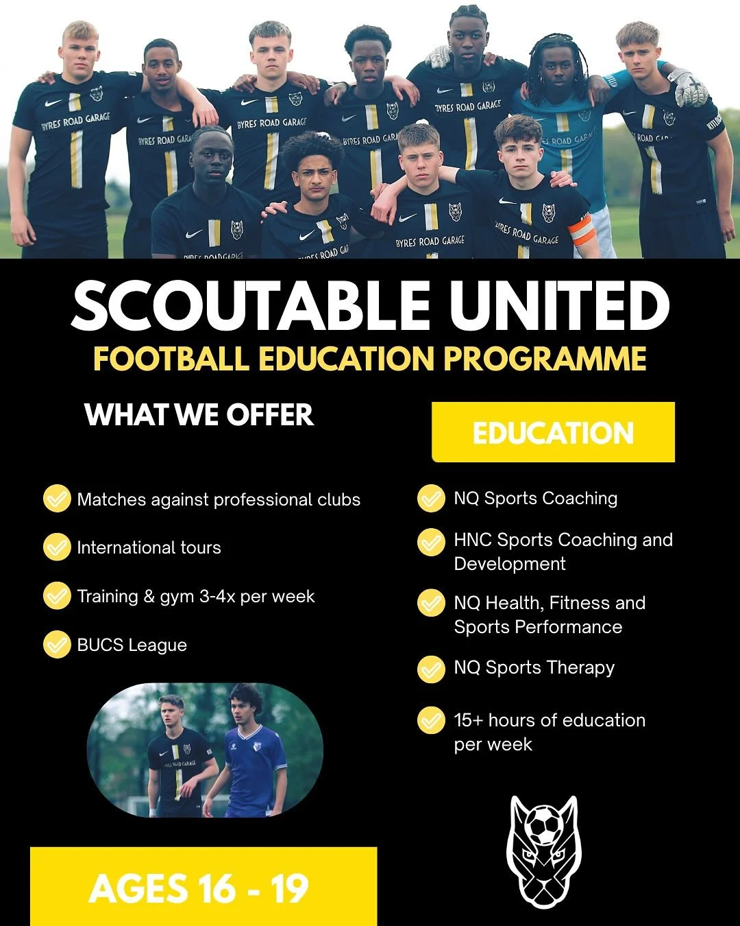 ⚽ SCOUTABLE UNITED ANNOUNCEMENT ⚽
🏴 2026/27 FOOTBALL EDUCATION PROGRAMME

We are delighted to announce our first ever Full-Time Football Education Programme based in Glasgow, launching August 2026, for players aged 16&ndash;19.

This programme is de