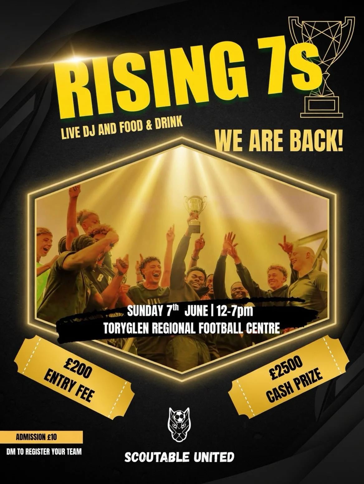 🚨RISING 7&rsquo;s 2026🚨

It&rsquo;s back and bigger than ever! Rising 7s returns for its fourth year running🎉 Scotland&rsquo;s most competitive football tournament is here to kickstart your summer🙌🏾 
Who will take home the trophy AND the biggest