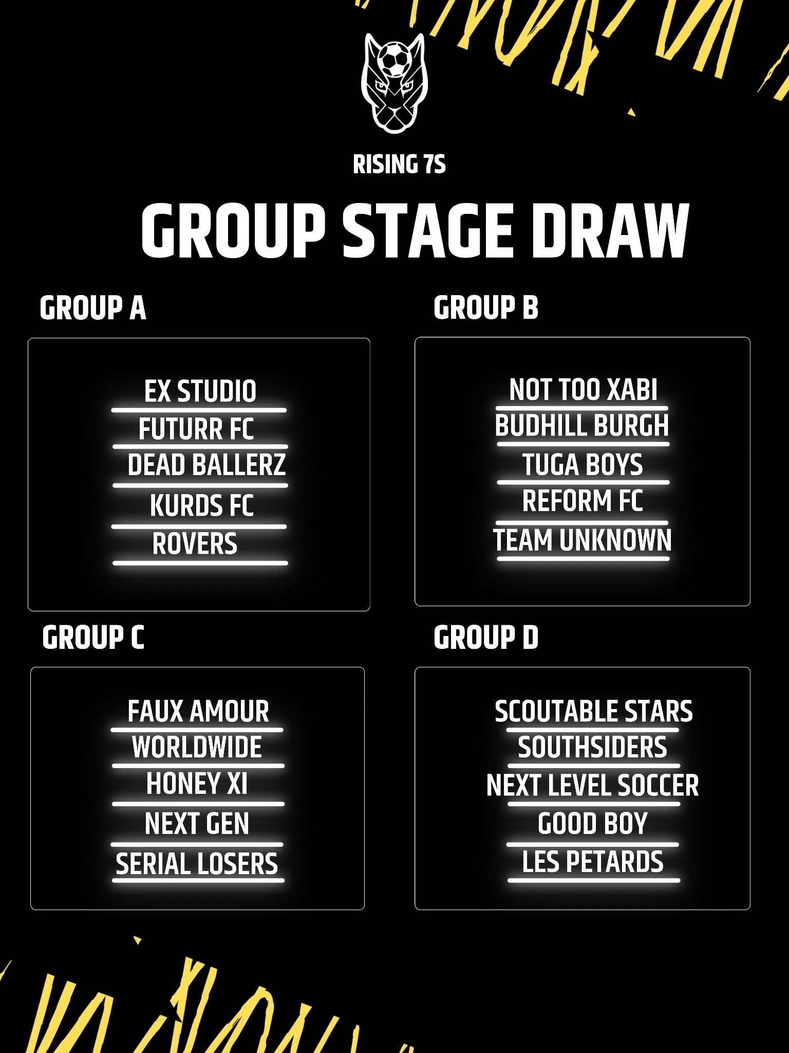 RISING 7s 2026 GROUPSTAGE🙌🏾

The group stage is all set for this Sunday

Location: Toryglen Indoor Football Centre, G42 0BY
12pm-7pm 

Spectator fee: &pound;10 at the entrance 

You don&rsquo;t want to miss out on the day.

Write in the comments wh