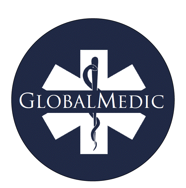 GlobalMedic’s logo features a minimalist, professional design emphasizing disaster relief, typically comprising the "GlobalMedic" name in bold, clean, blue, or white lettering.