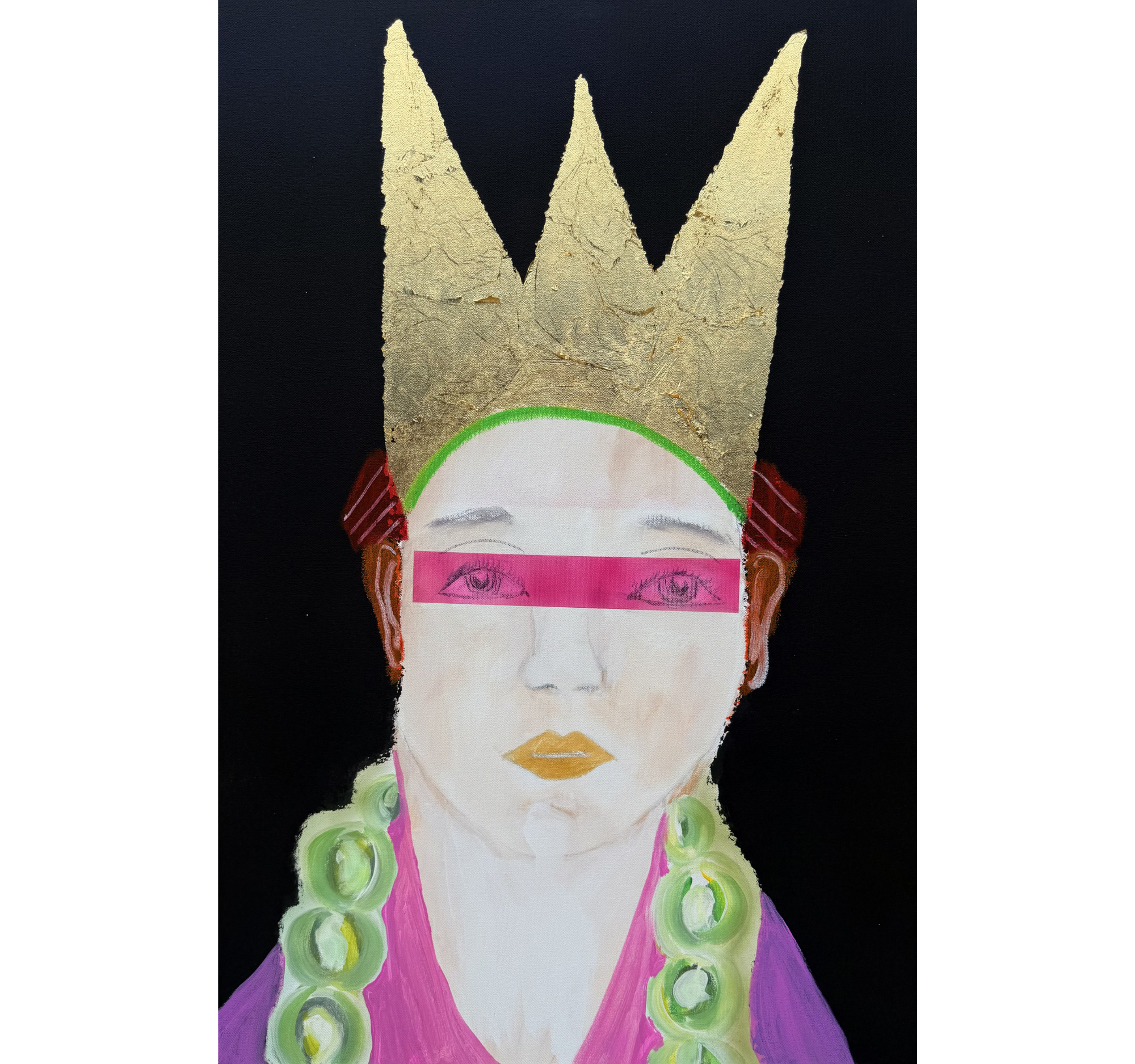 121. "King With A Green Chain and Pink Blindfold" ESOM x Tracey | 24" x 36" | $2000