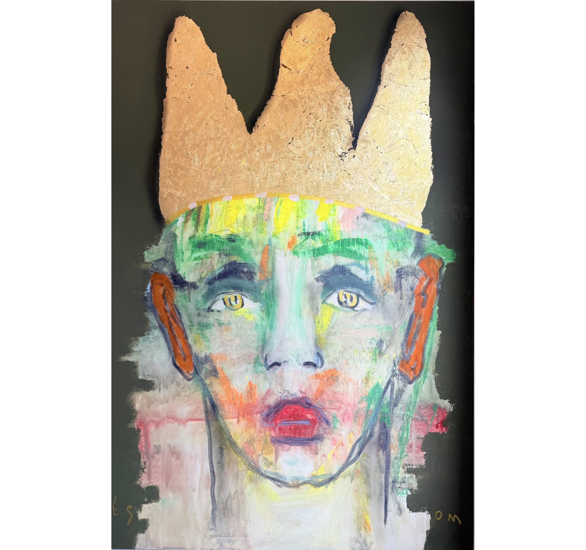 1. "Abstract Figure with Gold Leaf Crown on Olive" Tony Mose | 48" x 72" | $7776