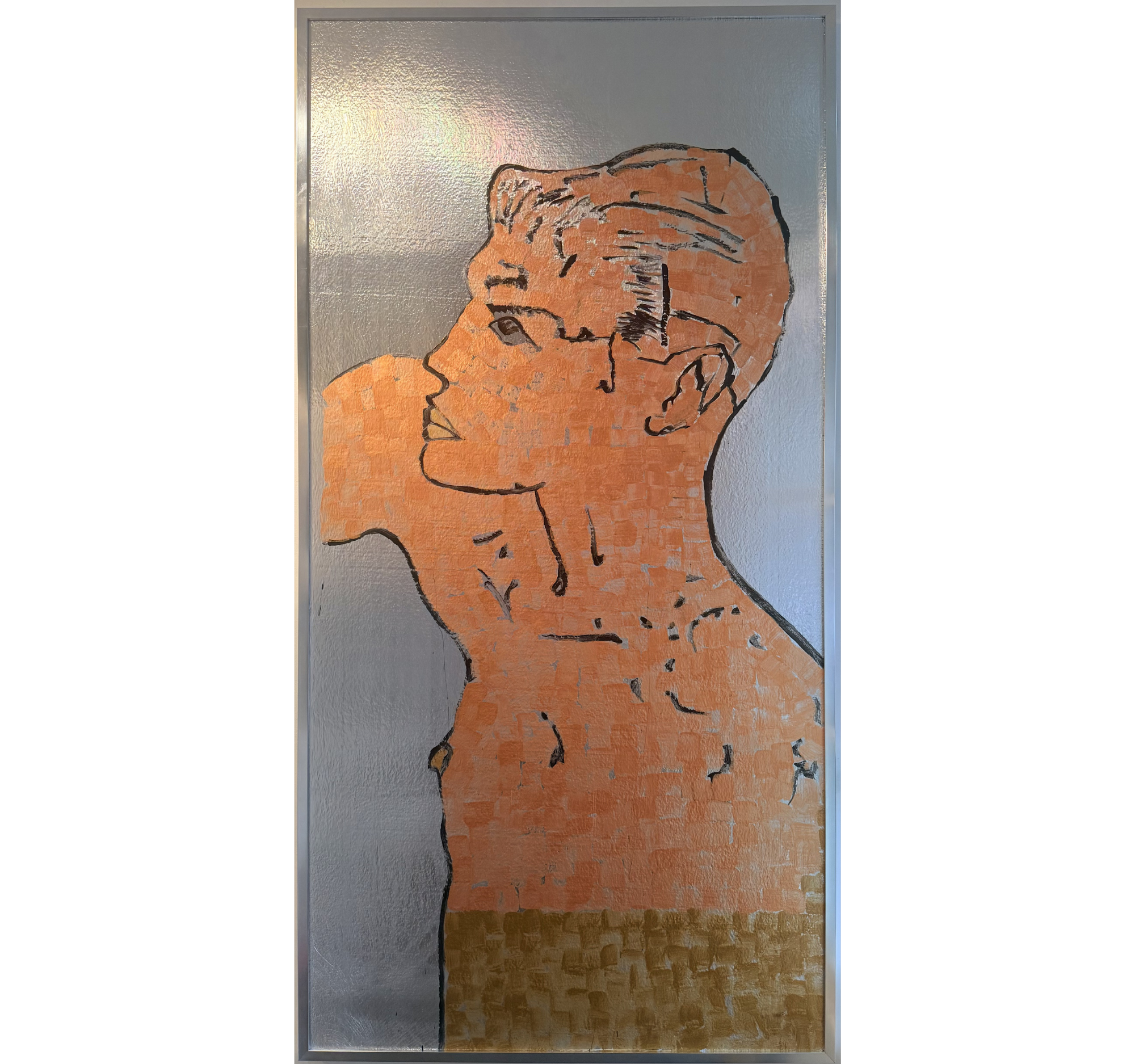 1. "Figure on Silver Foil" Tony Mose | 48" x 96"; Frame: 49.5" x 97.5" | $11,760