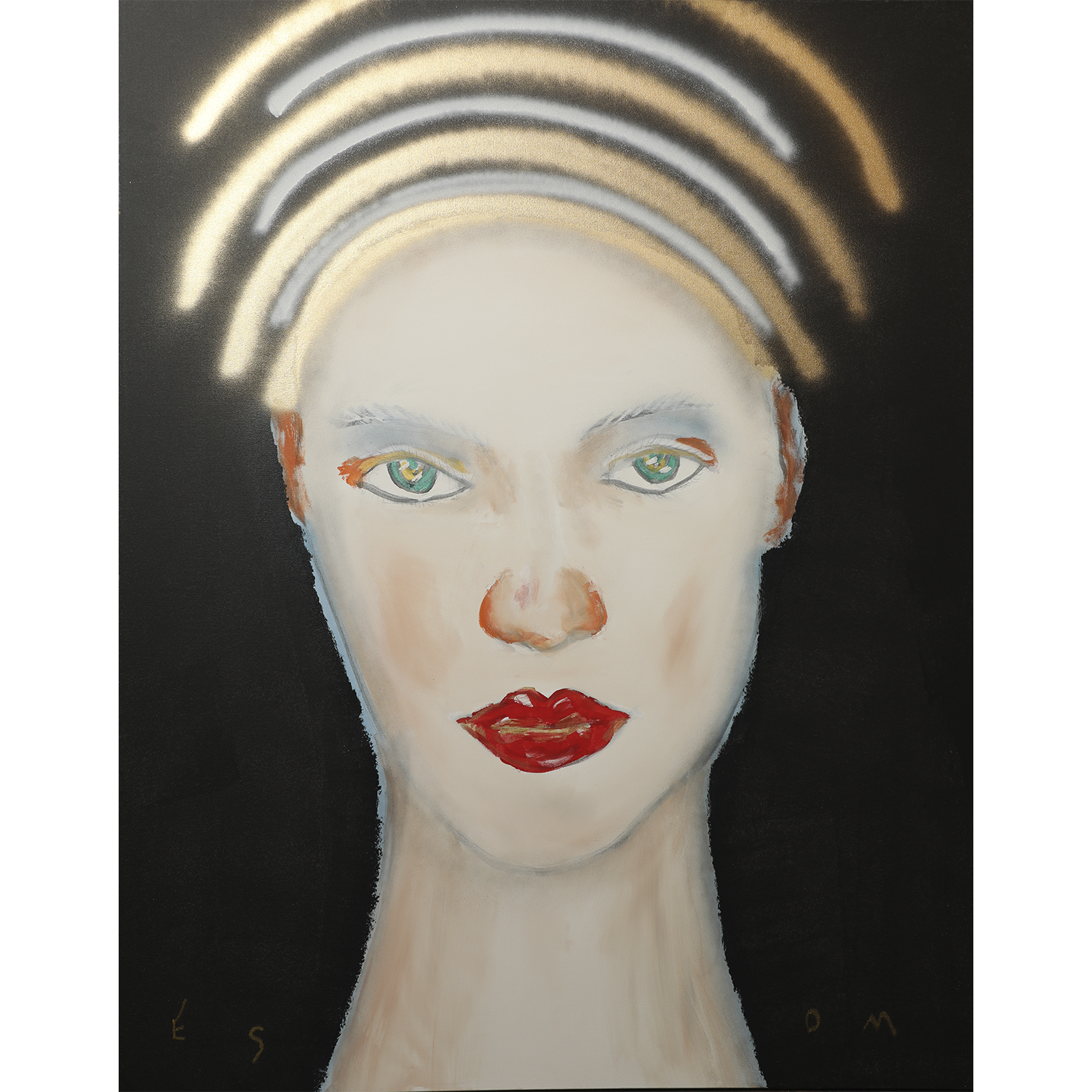 "Luminaries Figure with Red Lips and Green Eyes" • 48 x 60