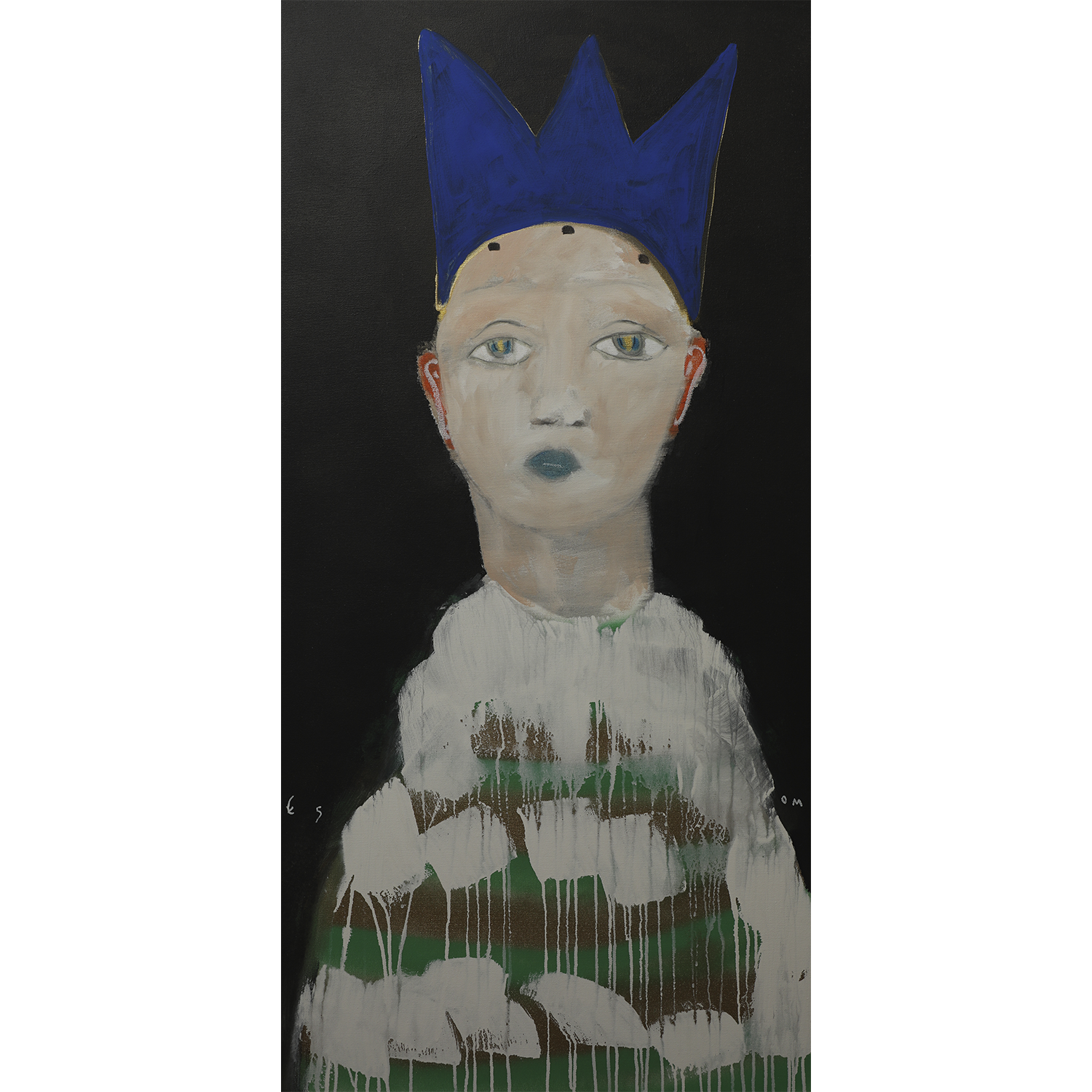 "Figure with Green and Gold Cloak with Blue Crown" • 24 x 48