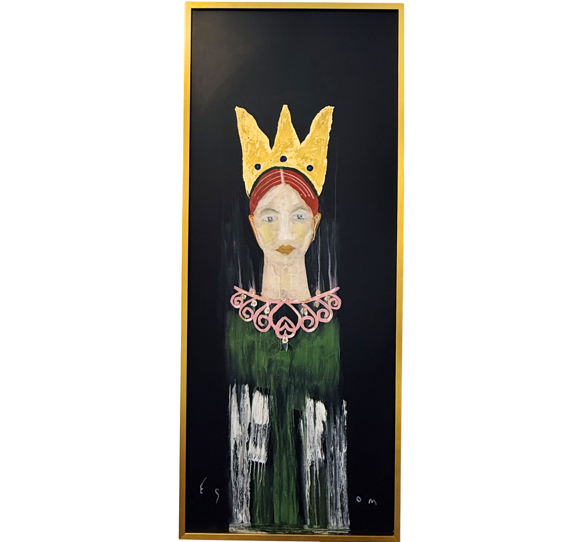 37. "Queen with Green Dripped Cloak" Tony Mose | 32" x 80"; Frame: 33" x 81" | $6960