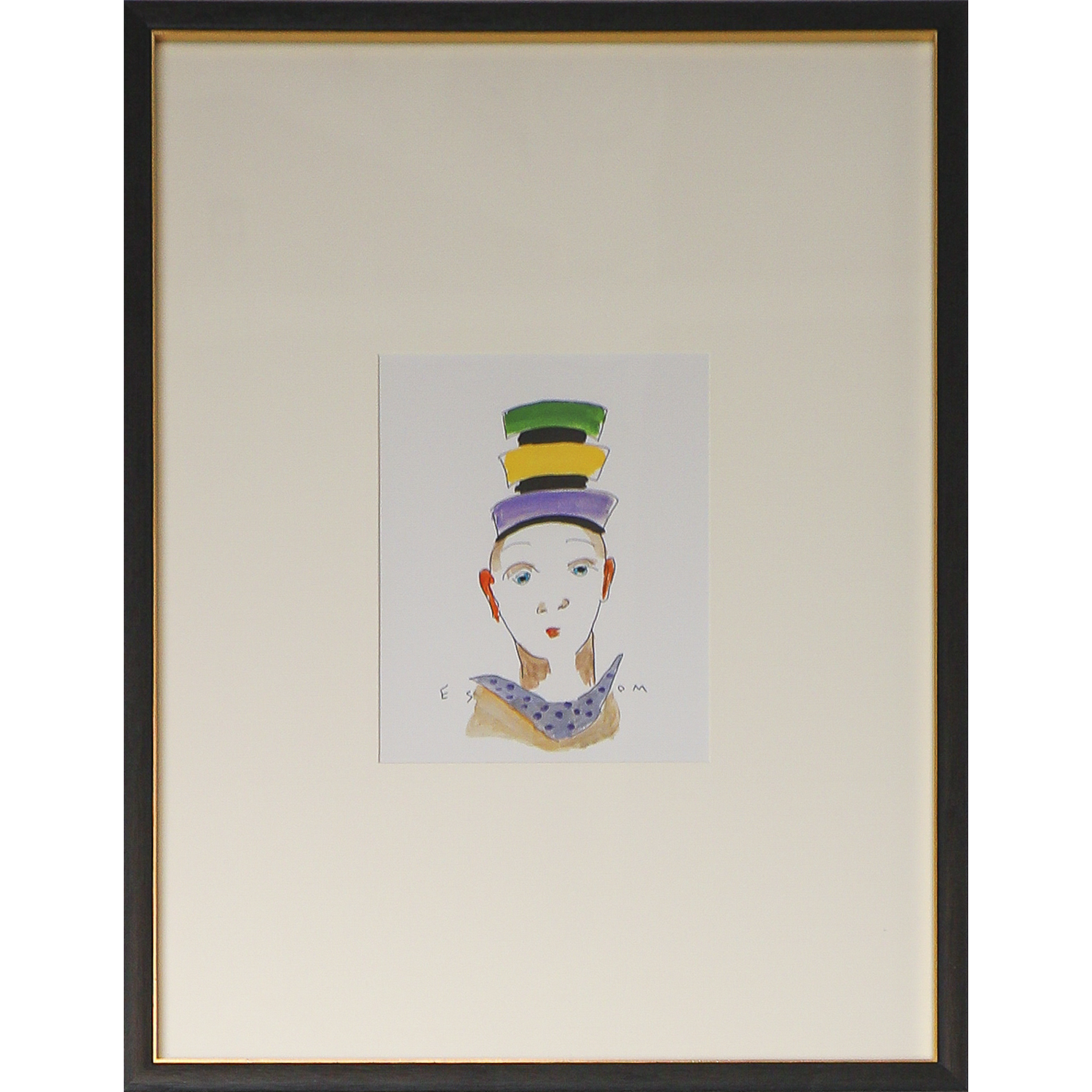 "Carnival Sketch with Lavender Collar" • 19 x 25  [ Framed ]