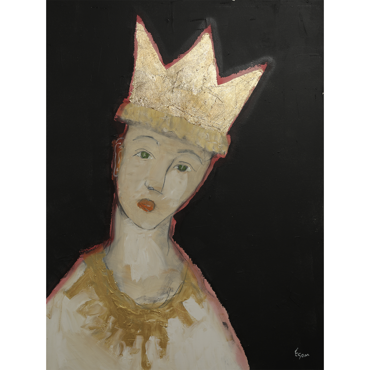 "Luminaries Figure with Gold Collar and Gold Crown" • 30 x 40