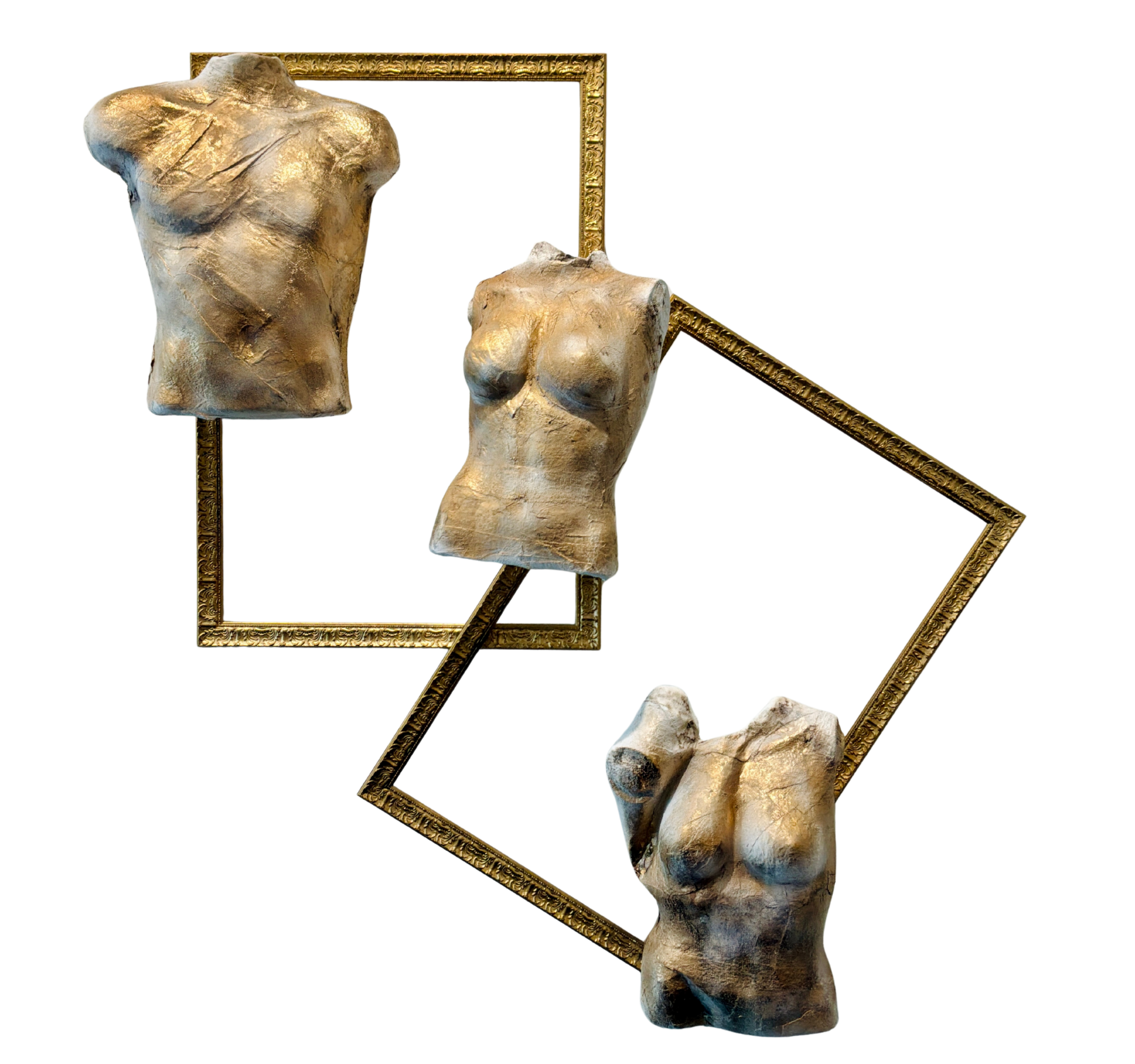 68. “Make ‘Em Crazy” ESOM x Tracey | Bodies: (Approximate) W12” x H22” x D10”; Overall with Frames: 58” x 61” | $13,000; Individual Bodies Available by Inquiry