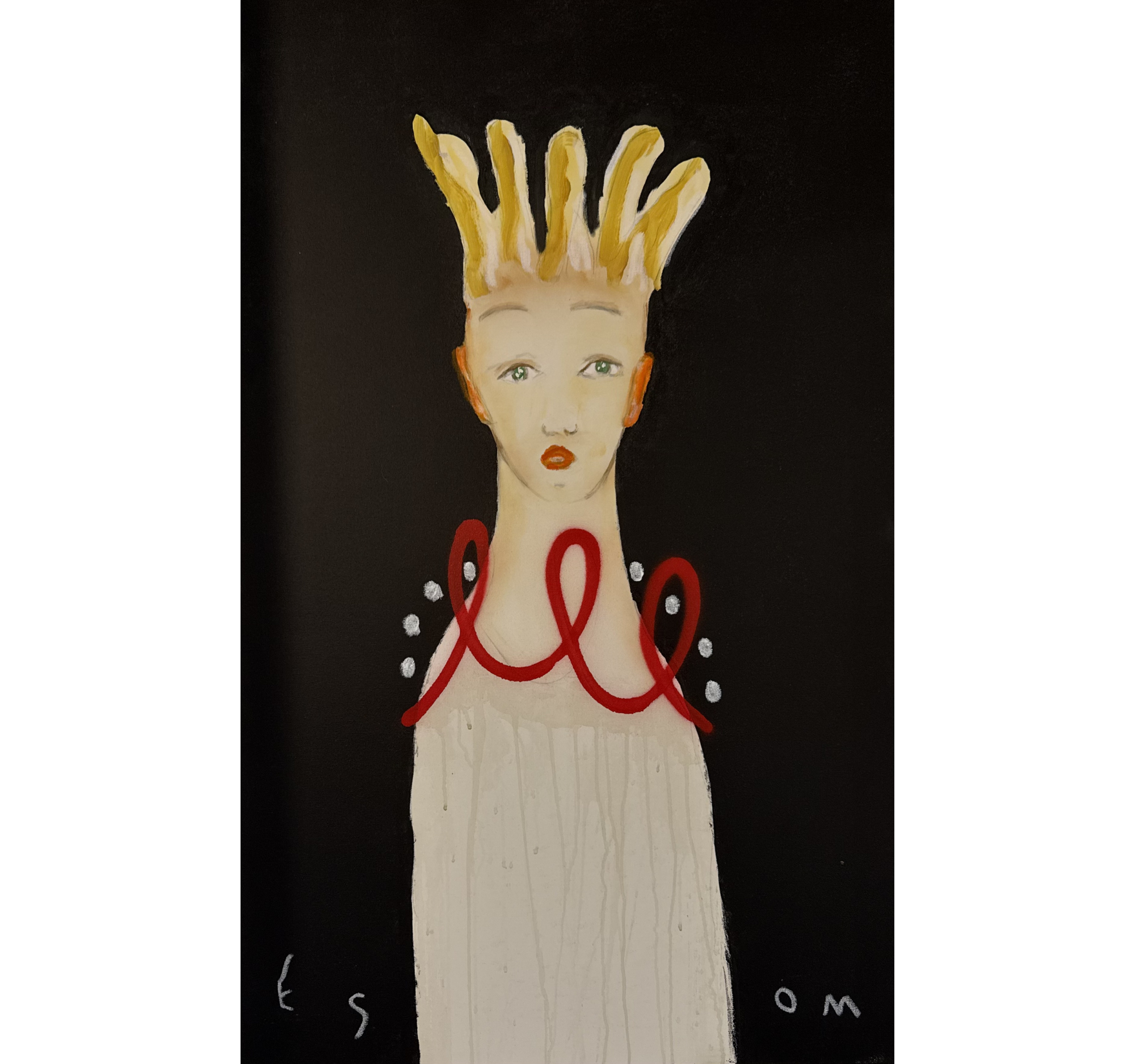 33. "Figure with Red Ruffle Collar and Pearls" Tony Mose | 30" x 48" | $3240