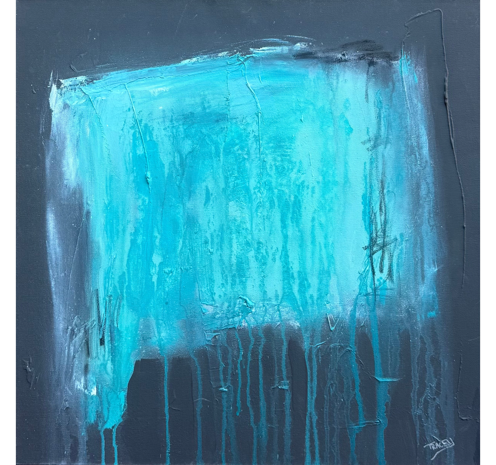 “cargo Container in Aqua” Tracey Mose | 24” x 24” | $1200