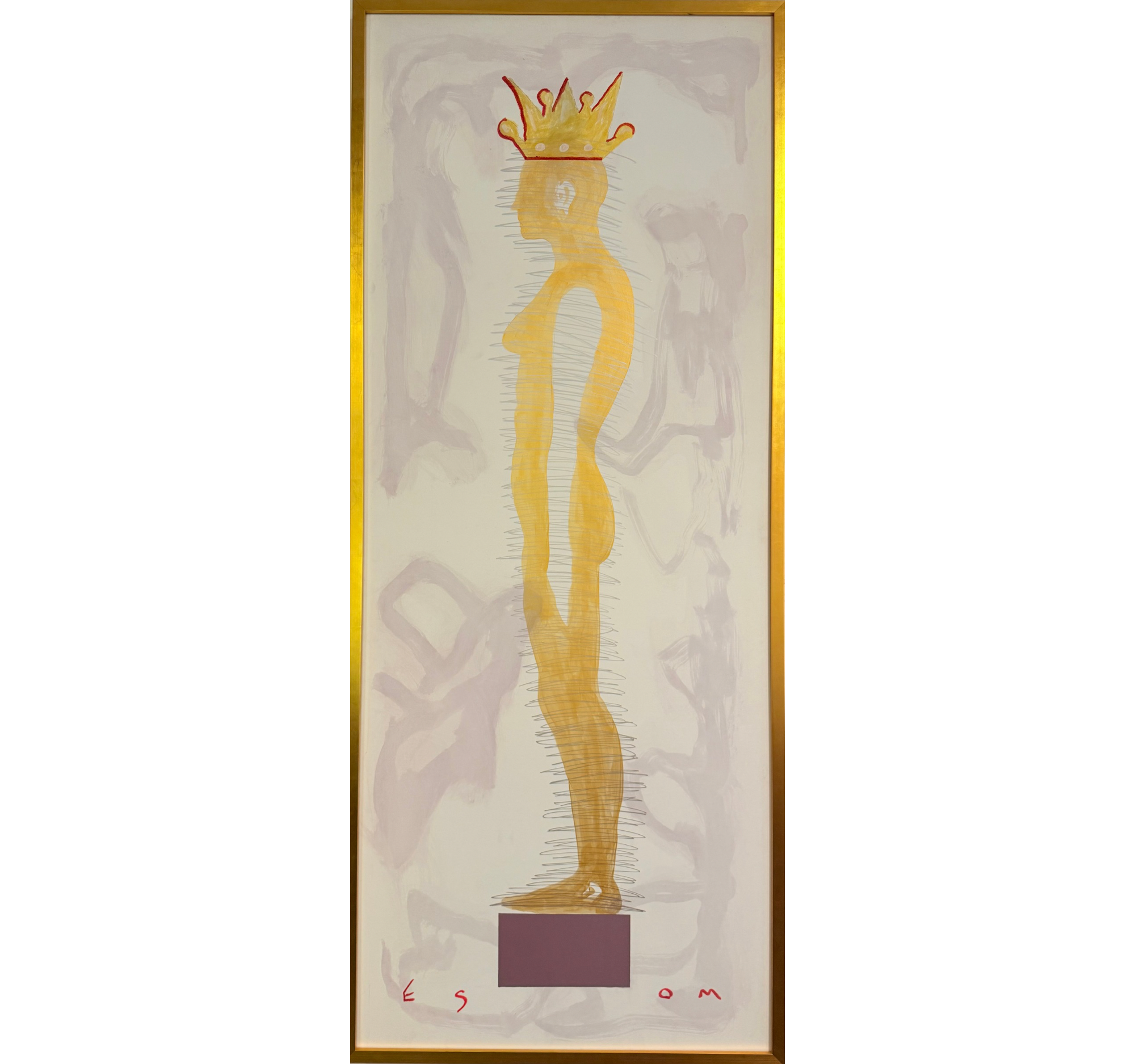 74.  "Coronation Silhouette Queen on Lavender" Tony Mose | 32" x 80"; Frame: 33.5” x 81.5” | $6900