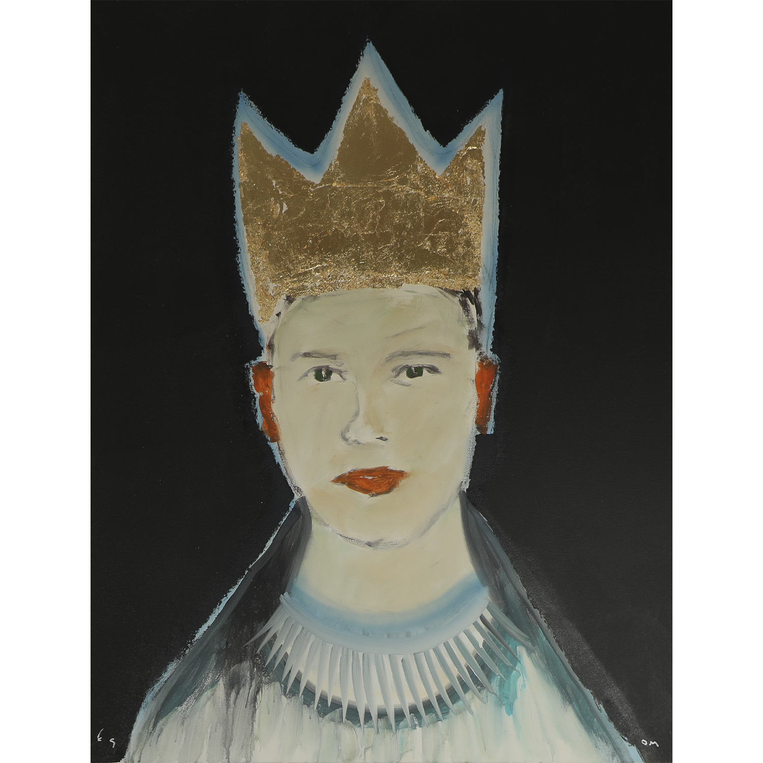 "Luminaries Figure with Blue Cloak and Gold Crown" • 36 x 48