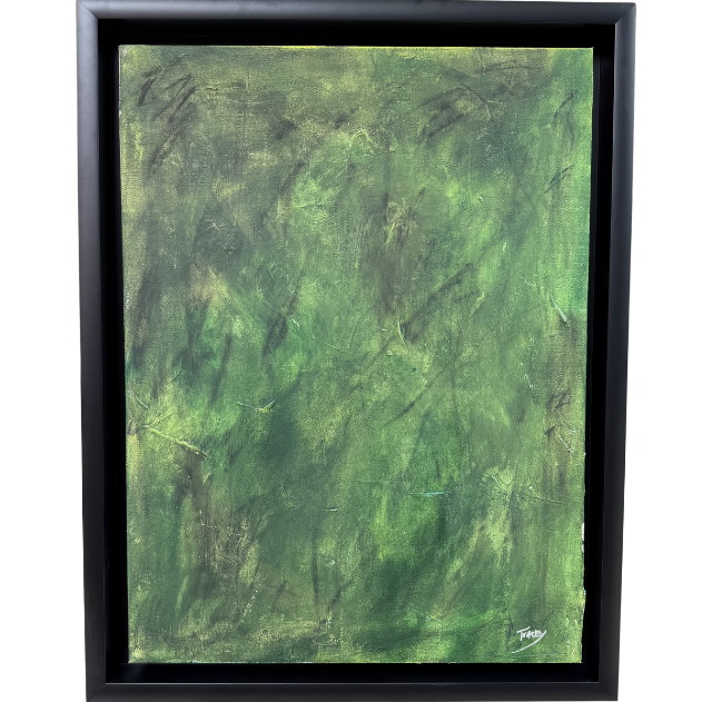 13. "Grey Area in Moss" Tracey Mose | 18" x 24"; Frame: 21" x 27" | $1600