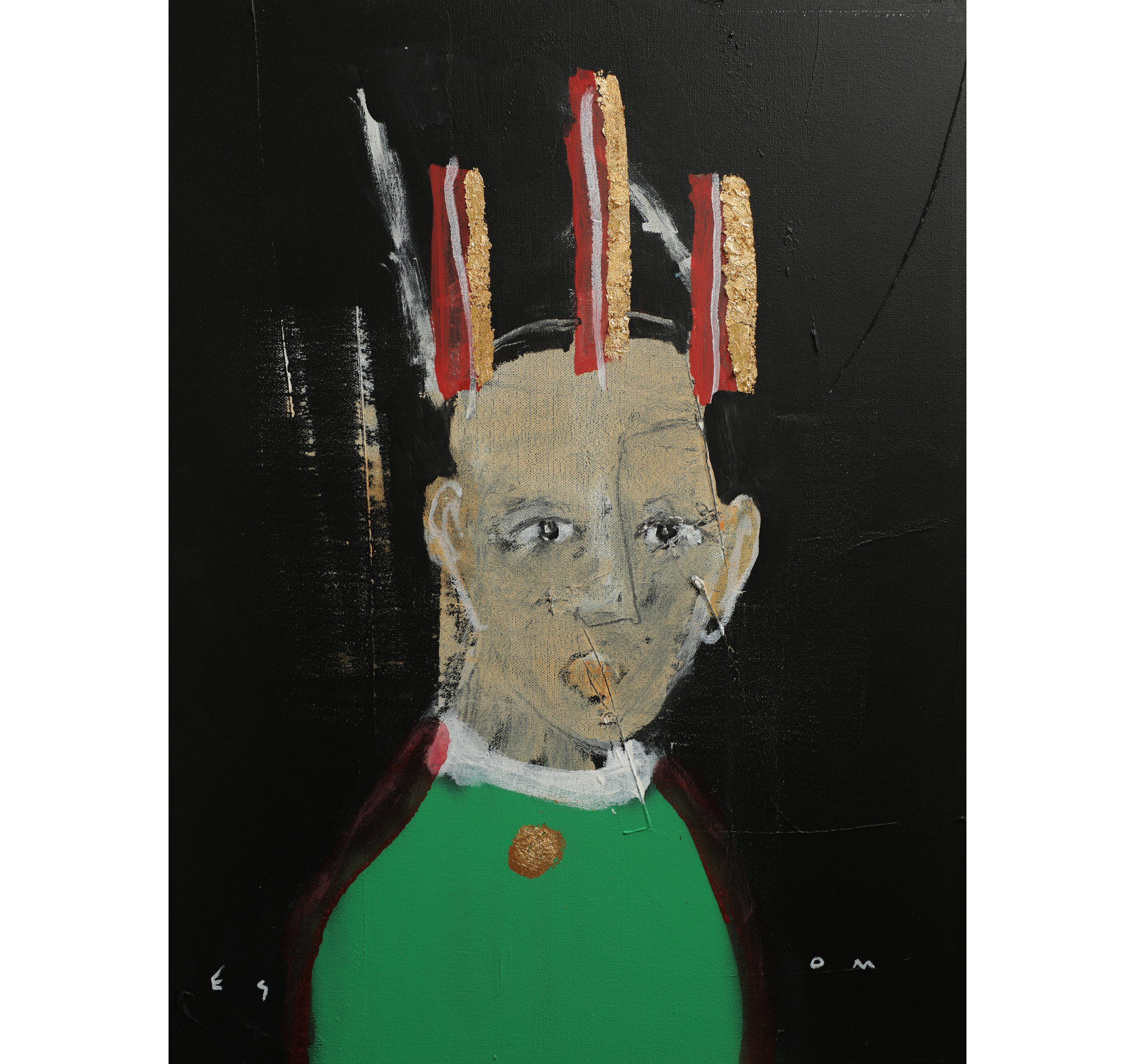 5. "Figure with Green Cloak and Gold Button" Tony Mose | 18" x 24" | $1200