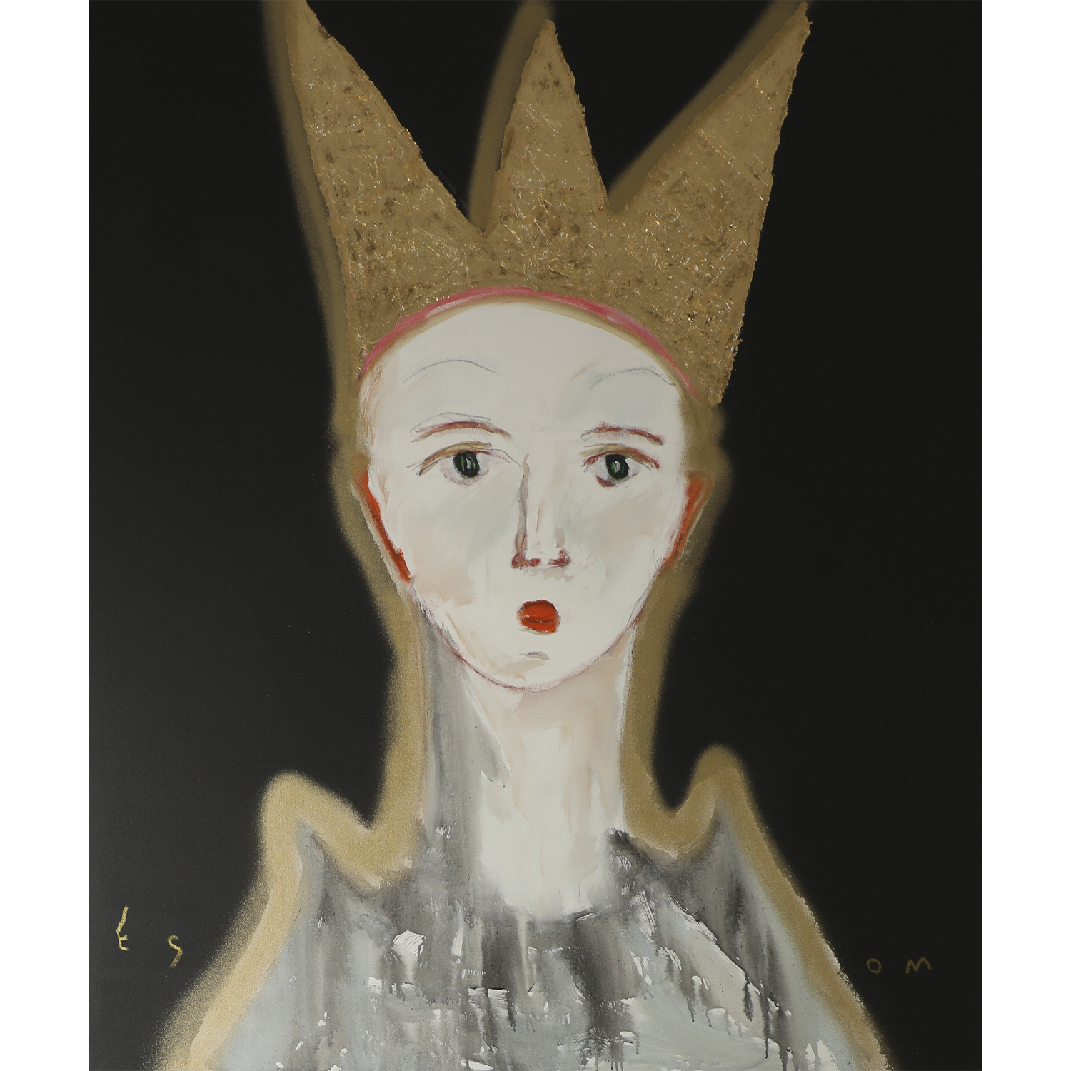 "Luminaries Figure with Grey Cloak and Gold Crown" • 48 x 60